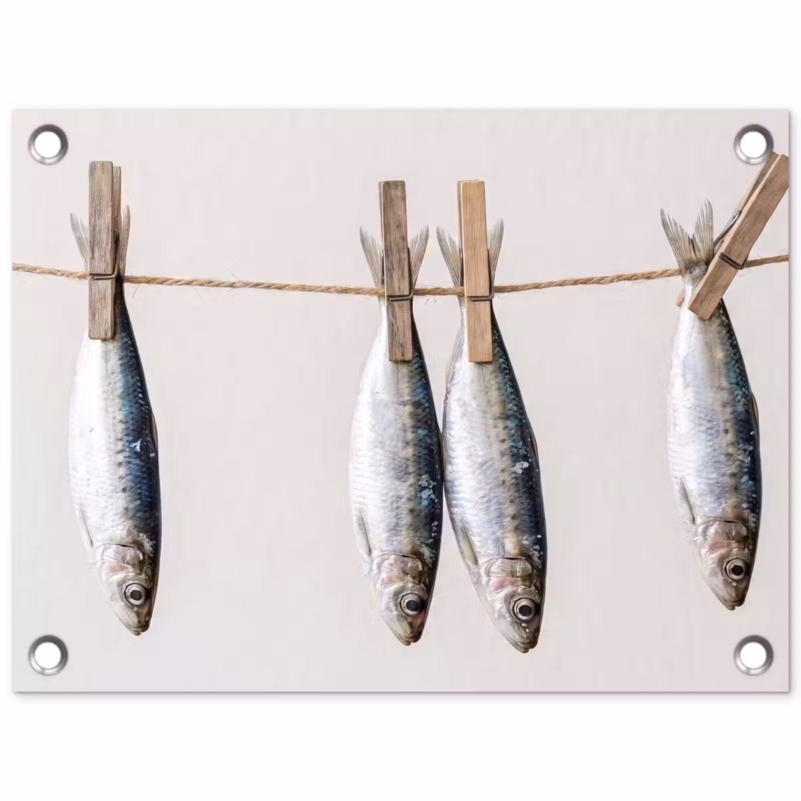 Gartenposter - Fisch – Hängend – Essen - Vis - Hangend - Eten tuinposter los doek klein