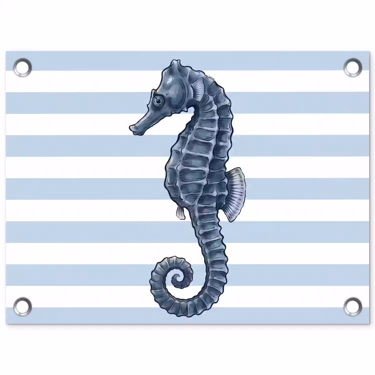 Vis - Oceaan - Illustratie - Blauw - Strepen tuinposter los doek klein -3d