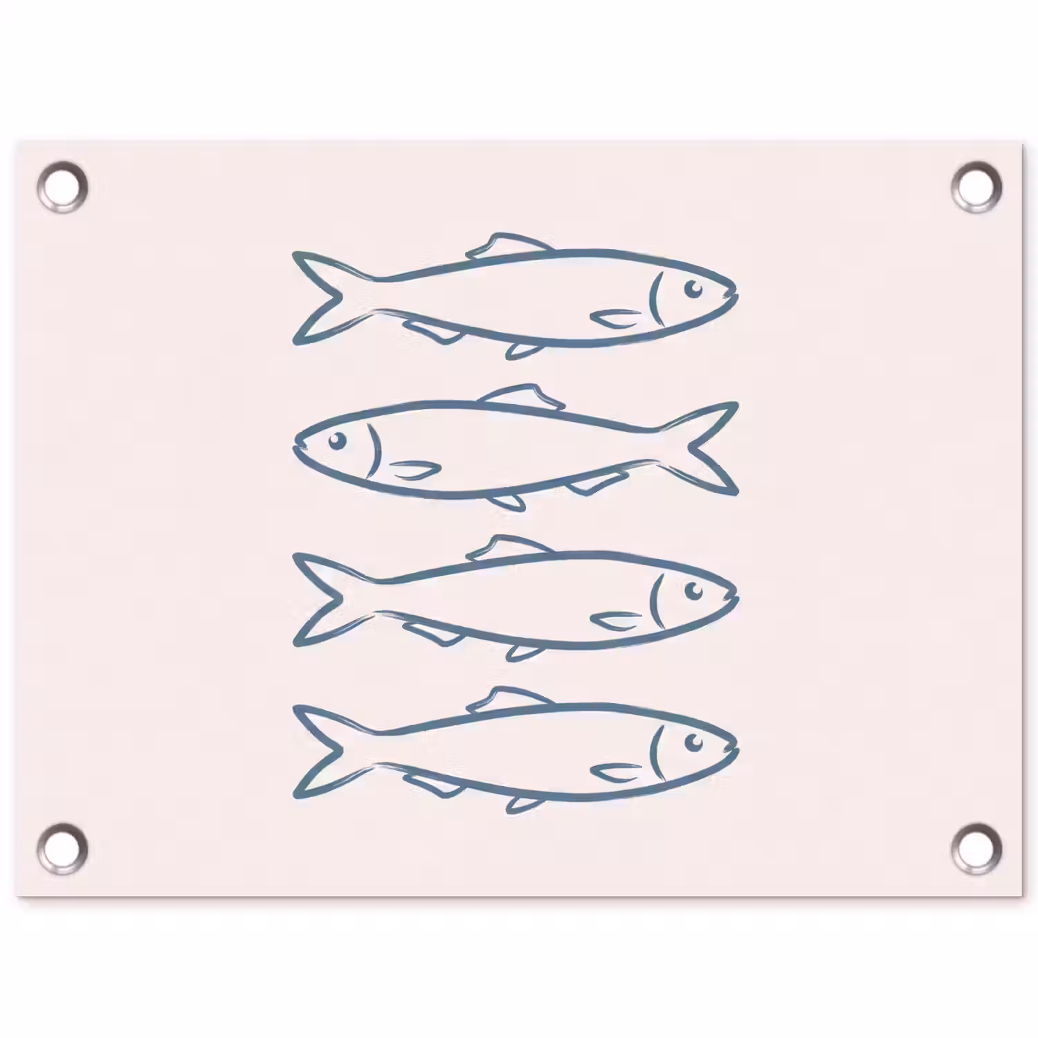 Vis - Vier - Dieren - Abstract - Blauw tuinposter los doek klein -3d