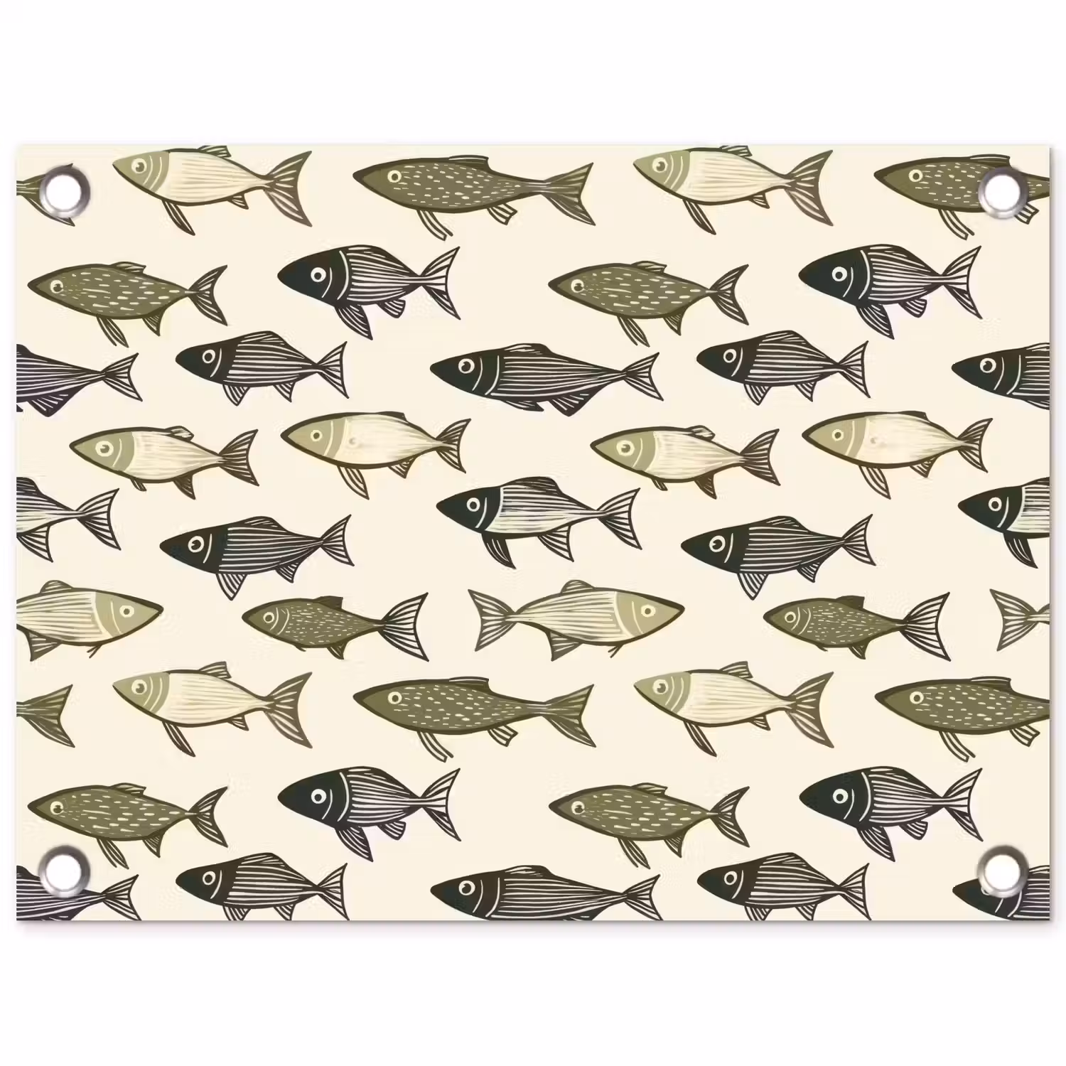 Vissen - Klassiek - Groen tuinposter los doek klein 239 -3d