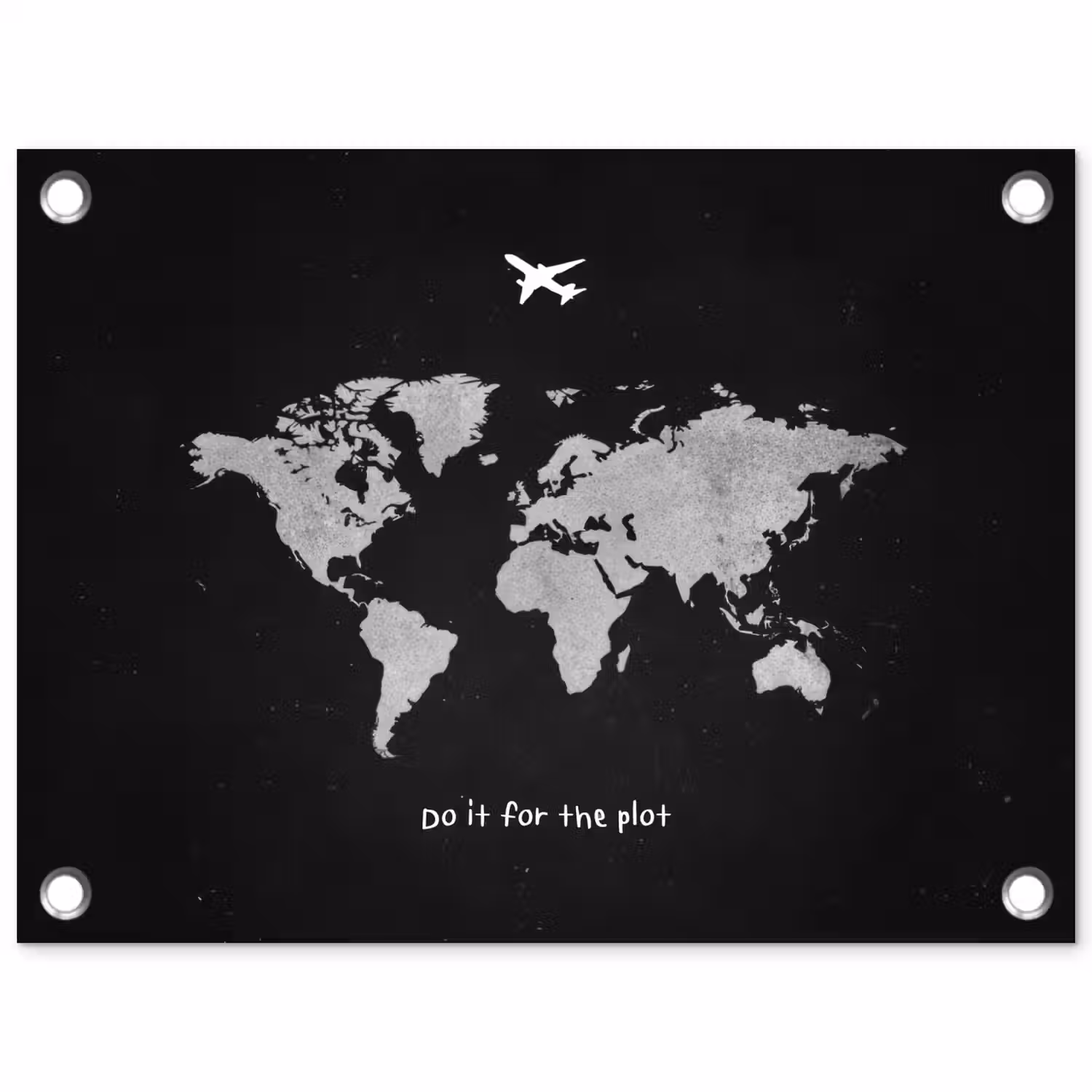 Vliegtuig - Quote - Wereldkaart tuinposter los doek klein -3d