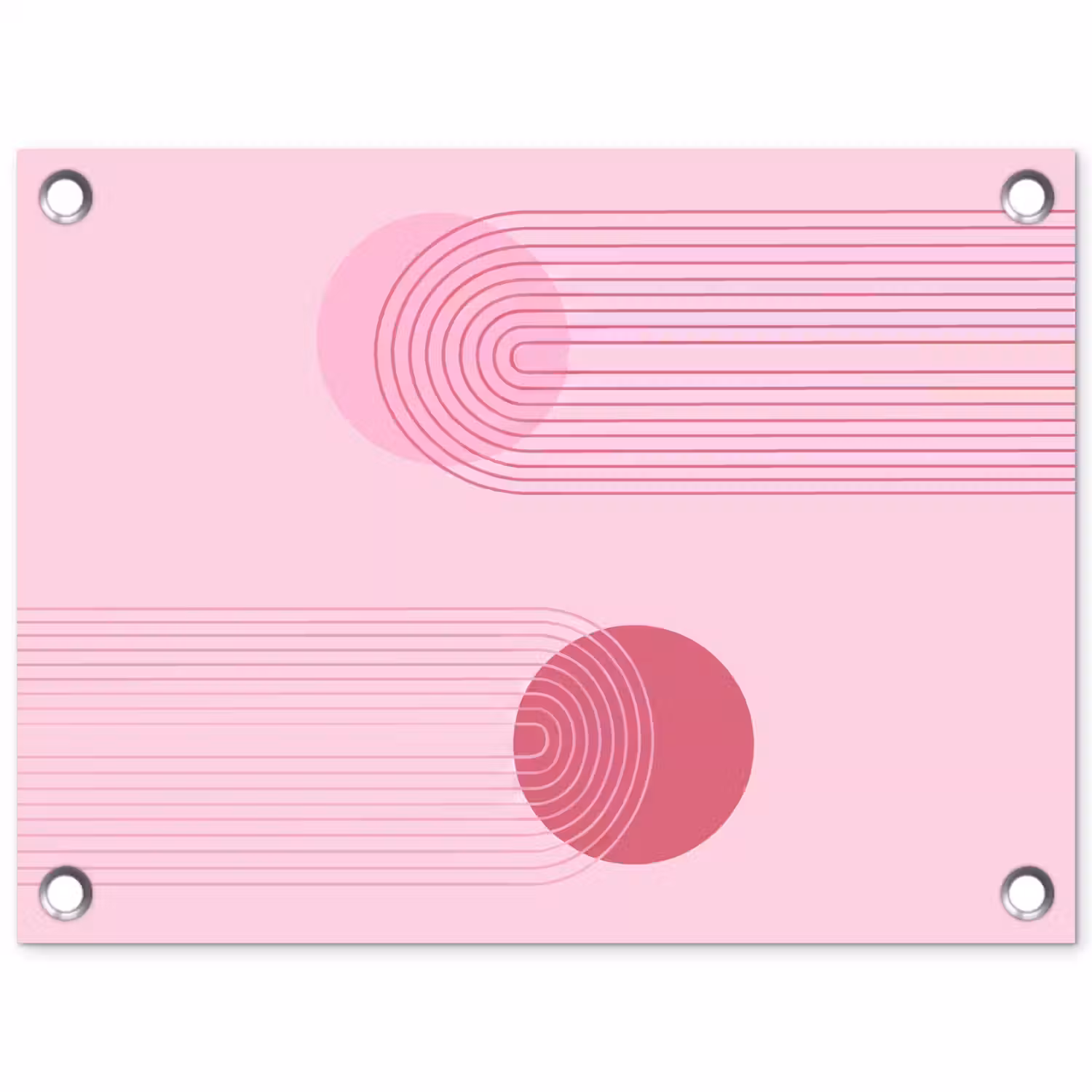 Vormen - Lijnen - Minimalistisch - Roze tuinposter los doek klein -3d