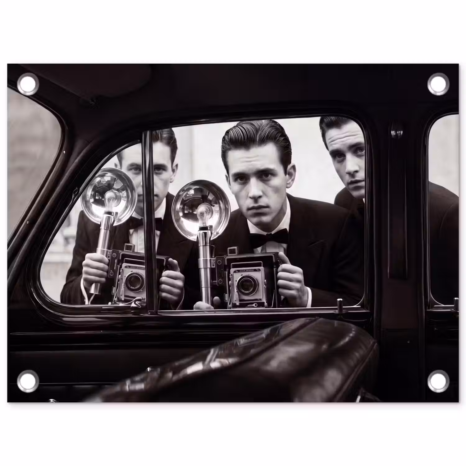 Fotograaf - Camera - Vintage - Journalistiek - Zwart-wit tuinposter los doek klein -3d