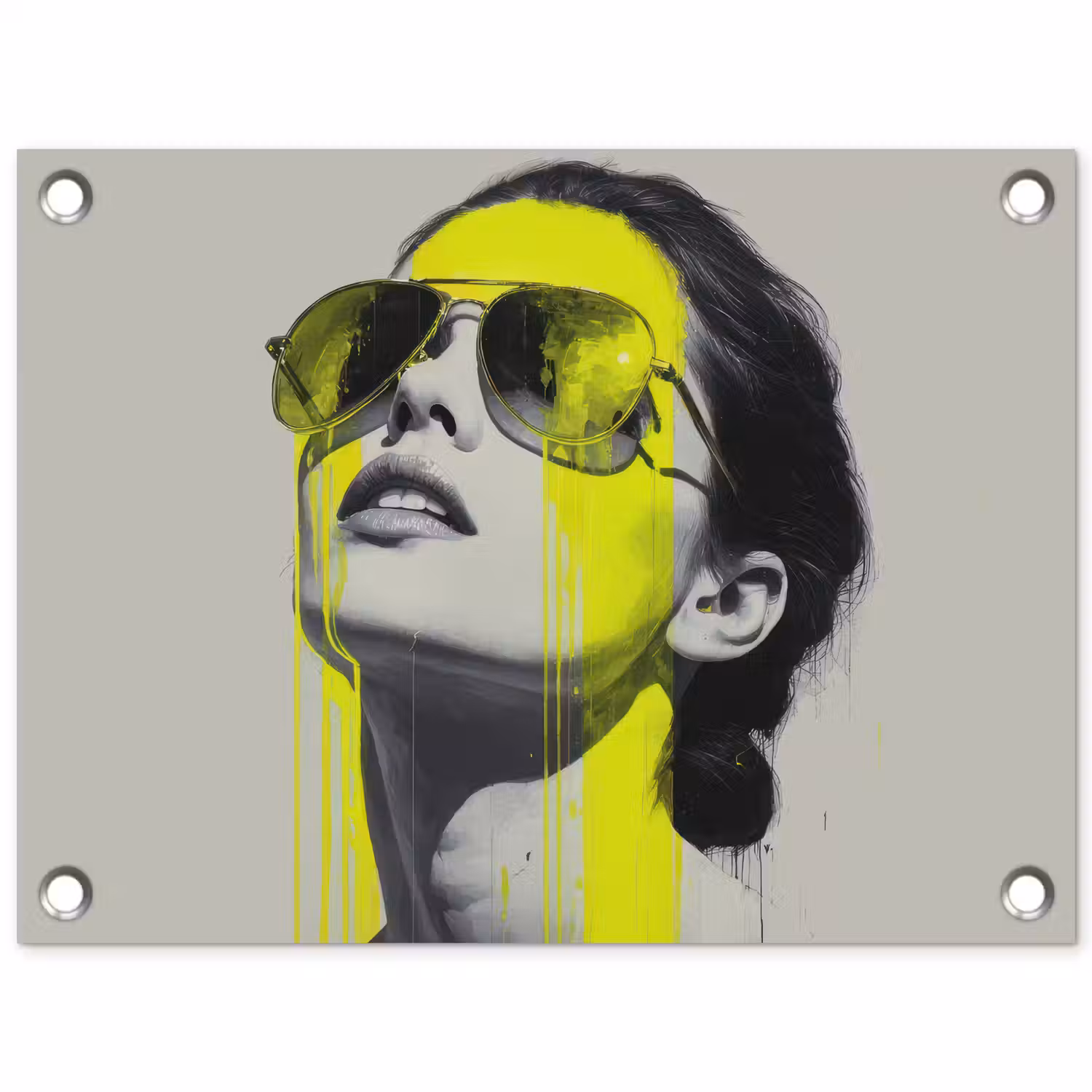 Vrouw - Bril - Verf tuinposter los doek klein -3d