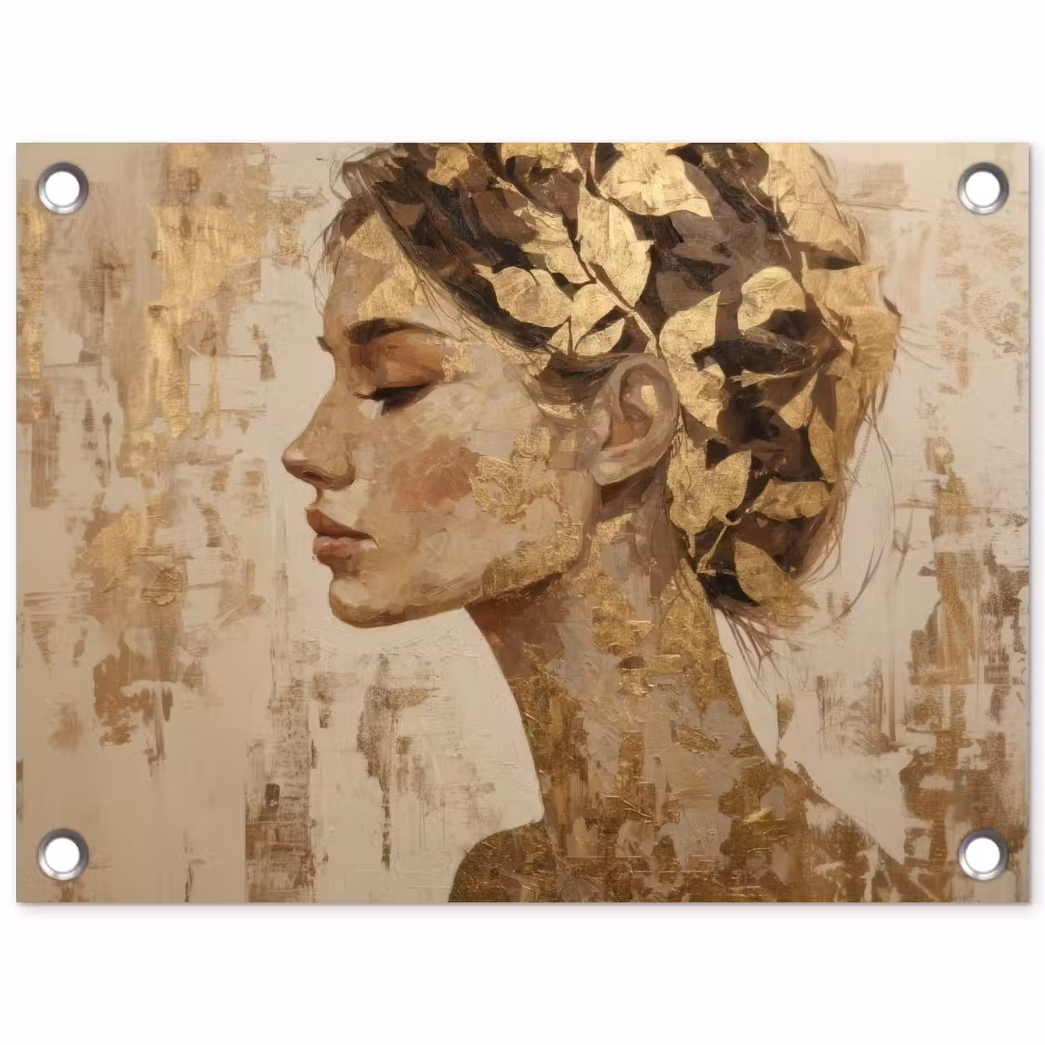 Vrouw - Goud - Abstract - Textuur tuinposter los doek klein -3d