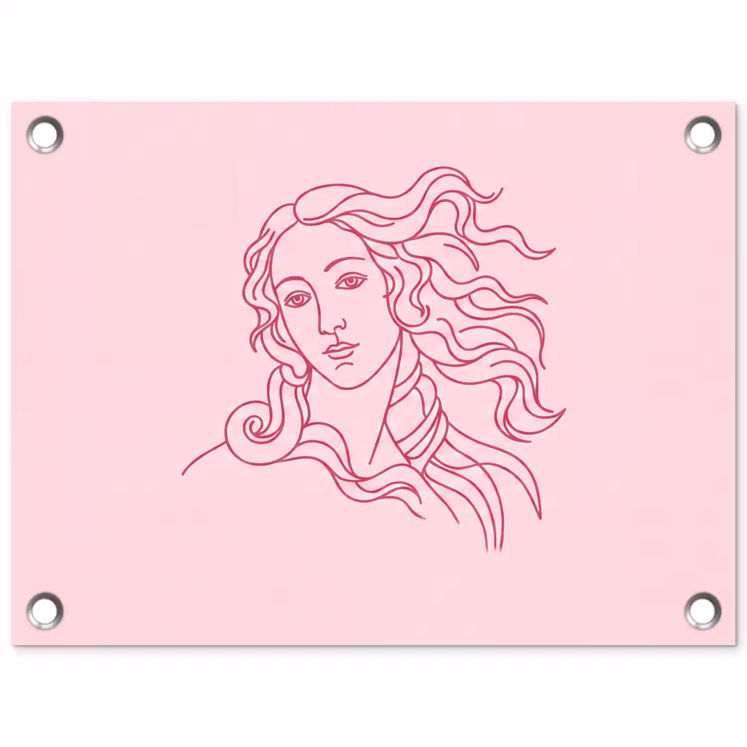Vrouw - Portret - Klassiek - Line-art - Roze tuinposter los doek klein -3d