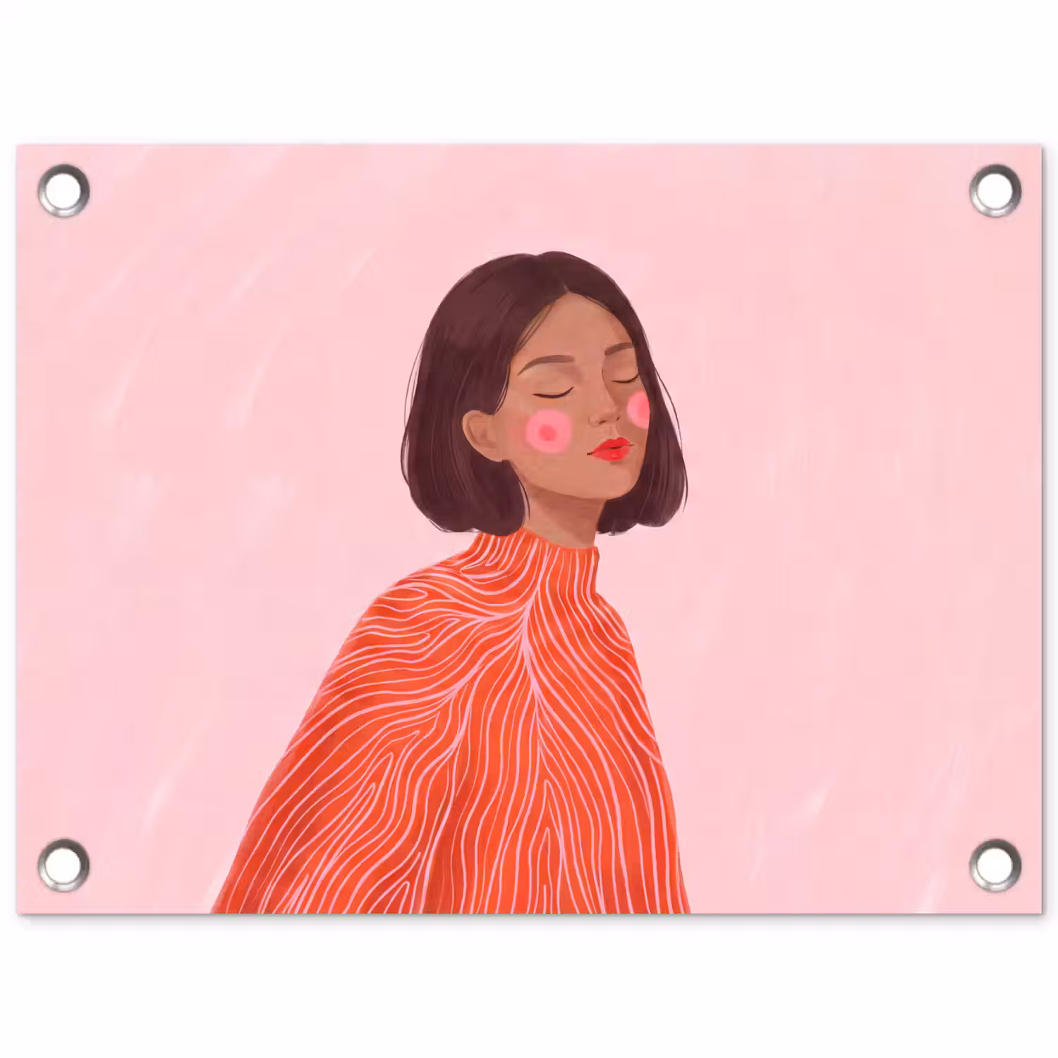 Vrouw - Portret - Modern - Kunst - Roze tuinposter los doek klein -3d