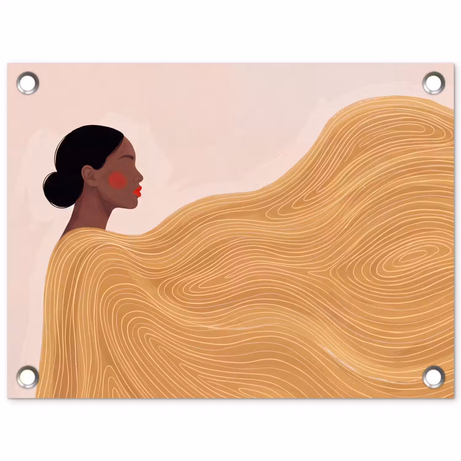 Vrouw - Profiel - Modern - Abstract - Kunst tuinposter los doek klein -3d
