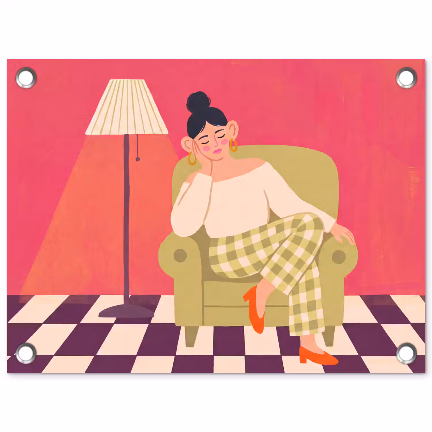 Vrouw - Rust - Interieur - Modern - Kunst tuinposter los doek klein -3d