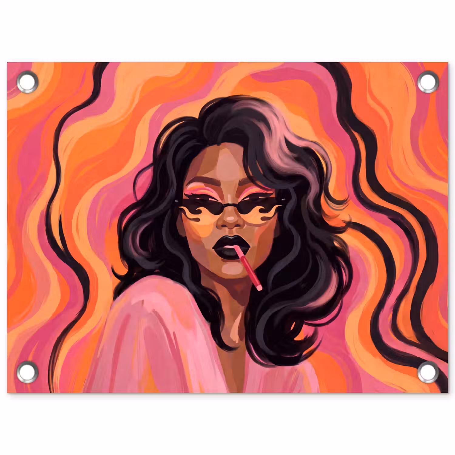 Vrouw - Zonnebril - Modern - Portret - Oranje tuinposter los doek klein -3d