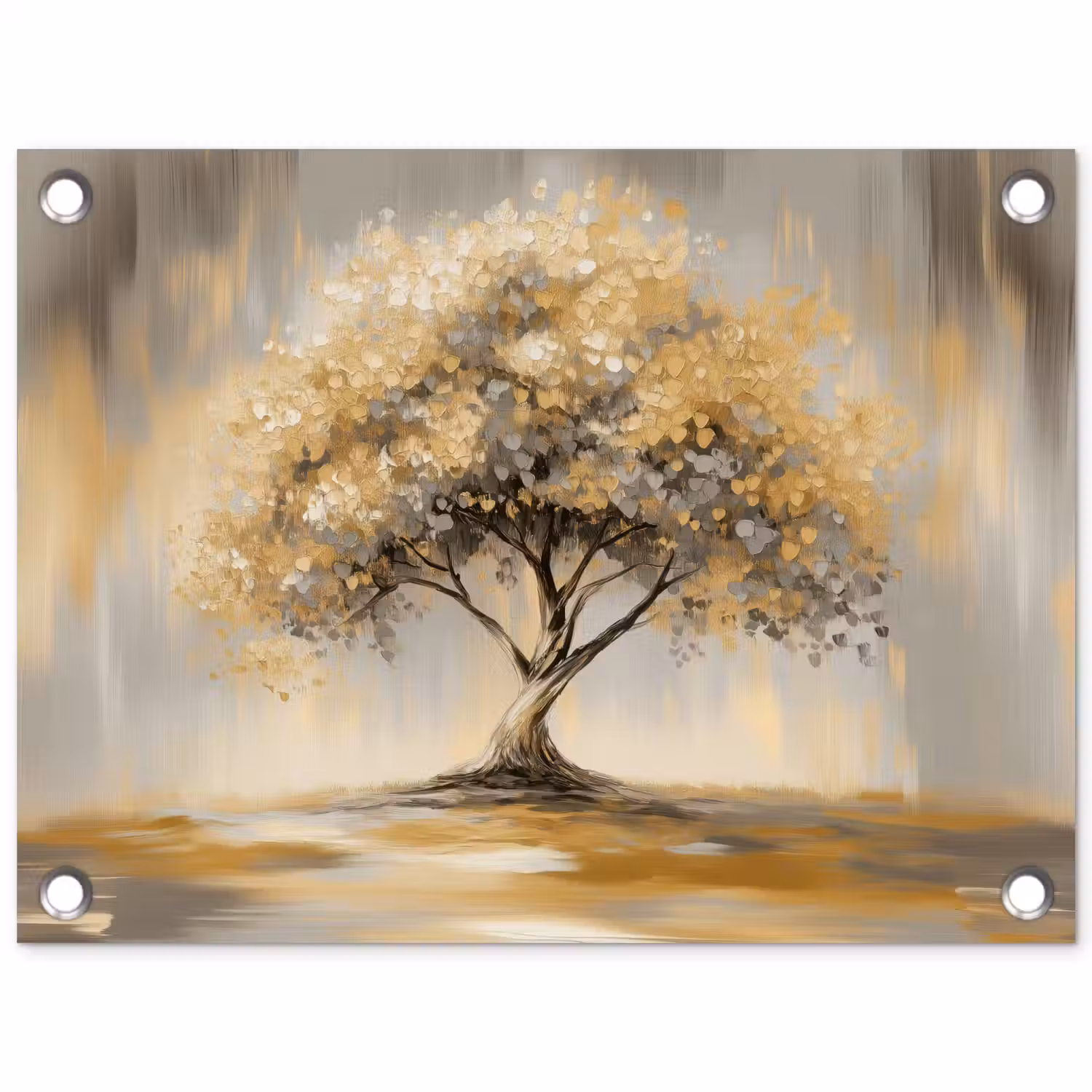 Schilderij - Boom - Abstract - Bladeren tuinposter los doek klein -3d