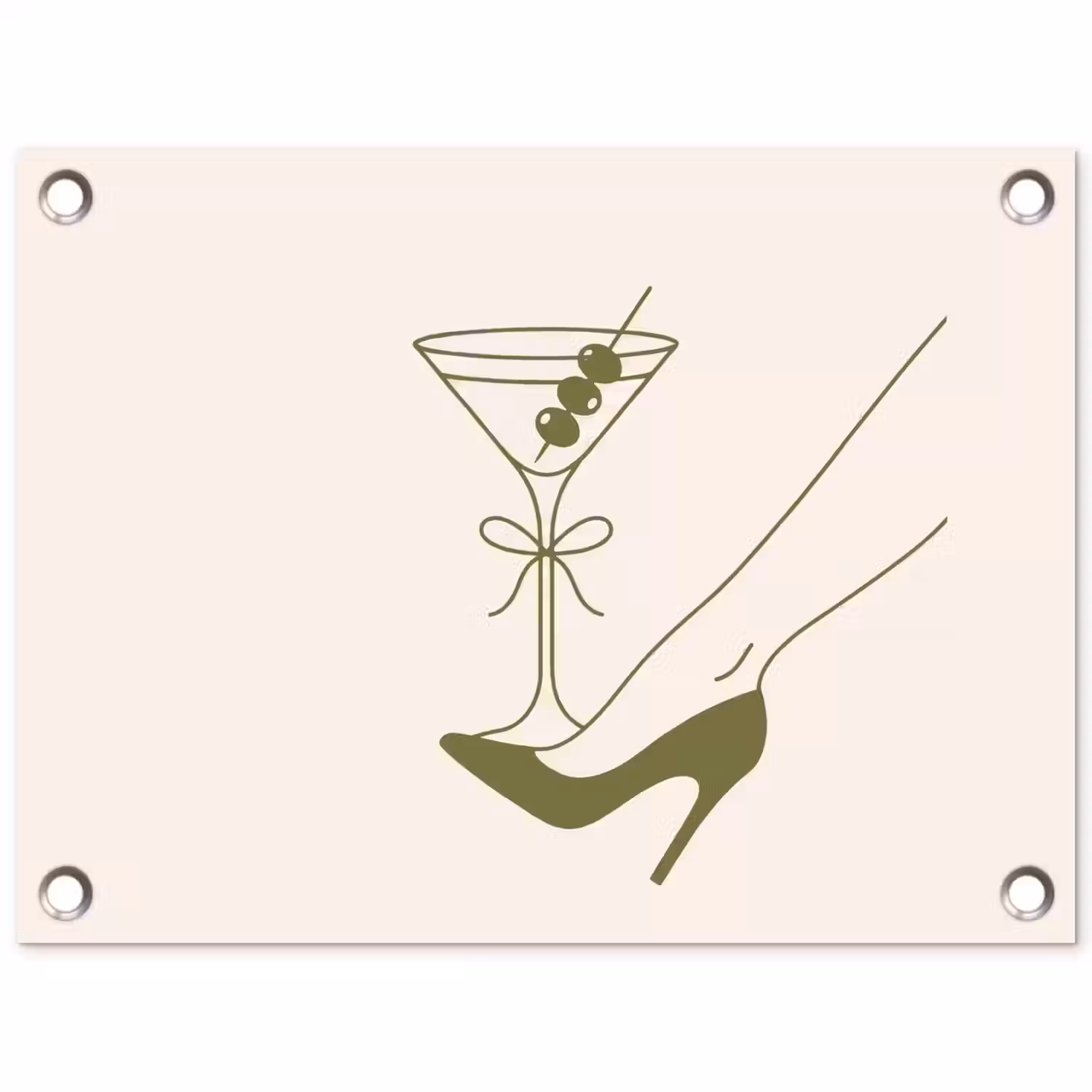 Drank - Martini - Hoge hak - Mode - Groen tuinposter los doek klein -3d