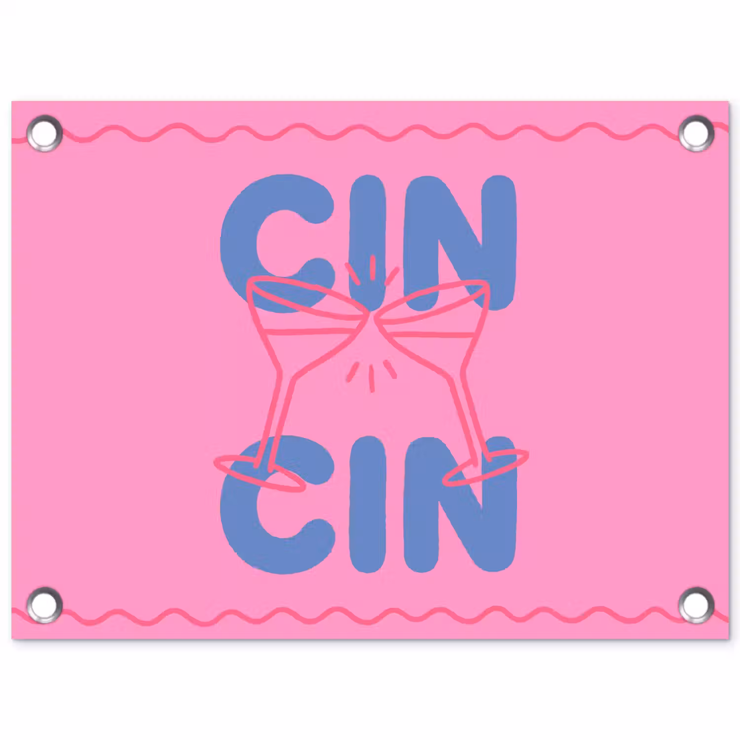 Drank - Glazen - Proost - Modern - Roze tuinposter los doek klein -3d
