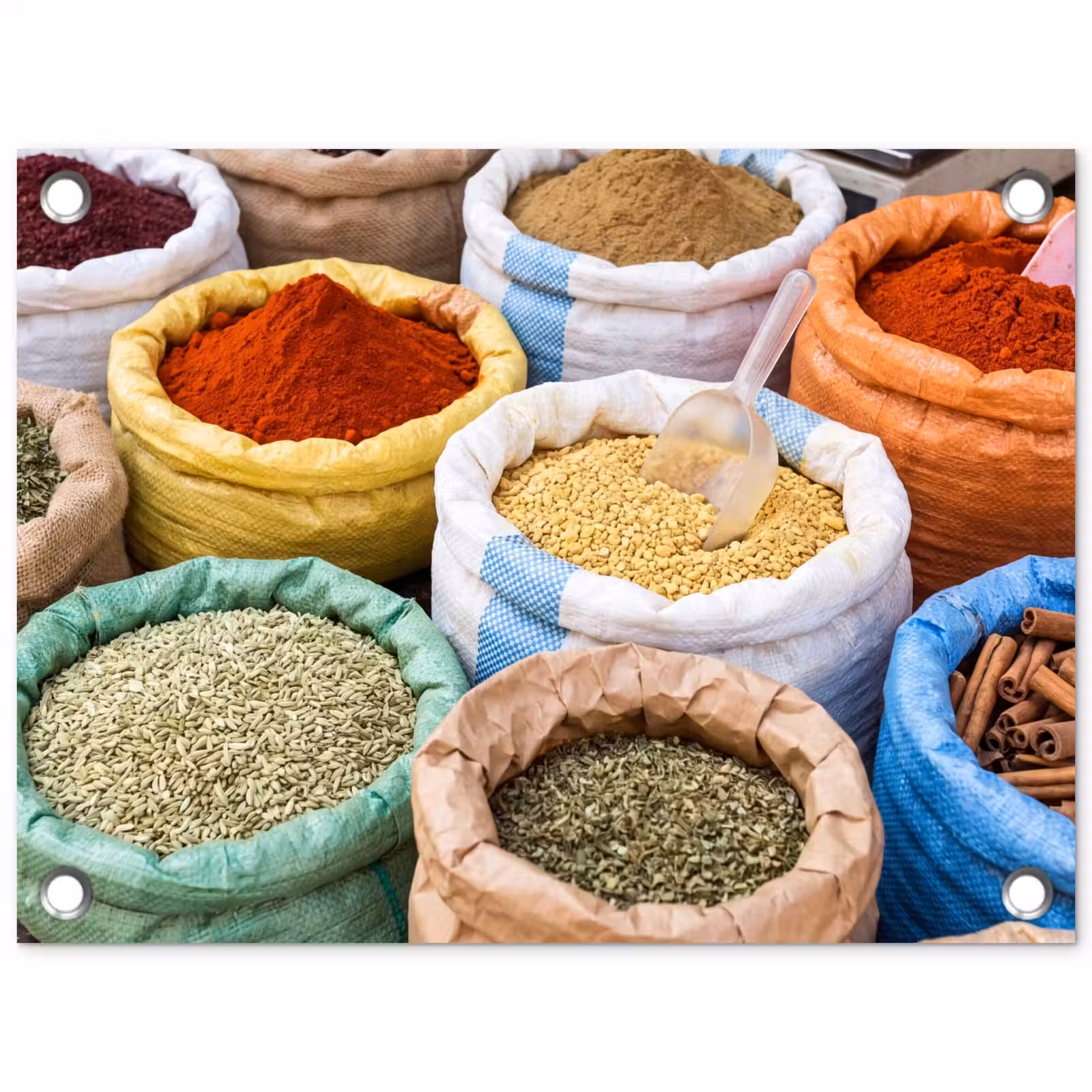 Gartenposter - Gewürze – Beutel – Markt - Kruiden - Zakken - Markt tuinposter los doek klein