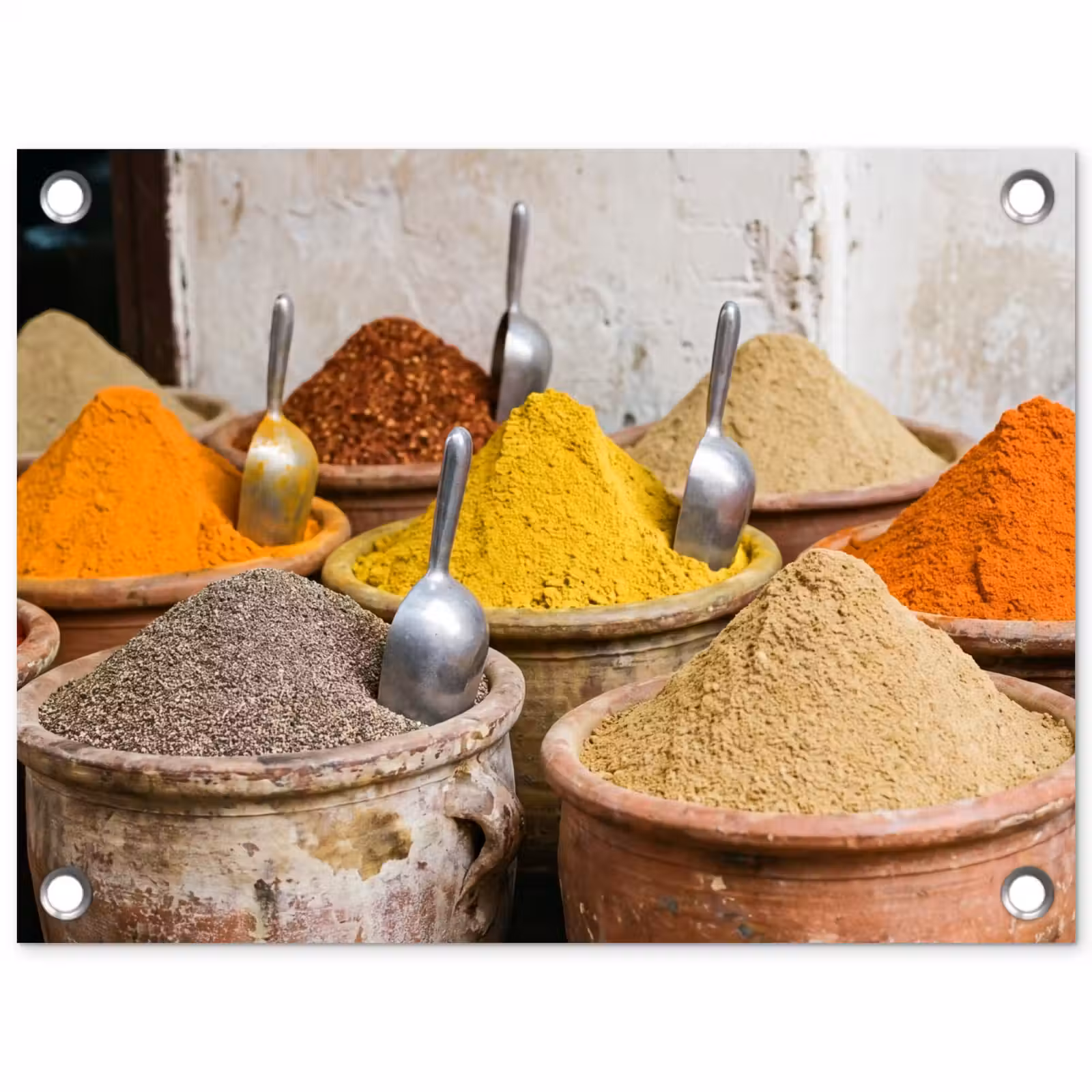 Gartenposter - Gewürze – Gläser – Orientalisch - Kruiden - Potten - Oosters tuinposter los doek klein