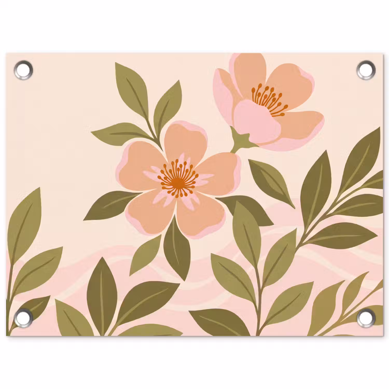 Grafisch - Bloemen - Roze tuinposter los doek klein -3d