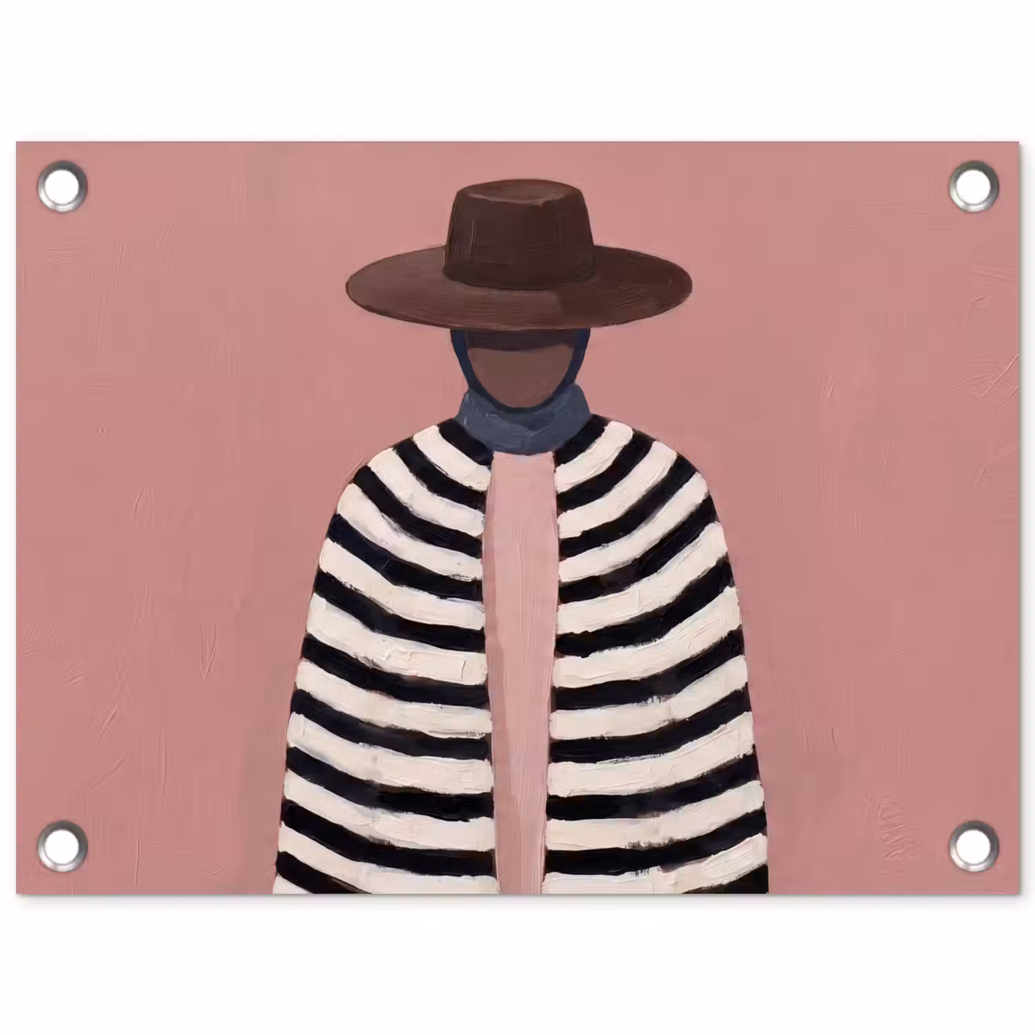 Grafisch - Vrouw - Roze tuinposter los doek klein -3d