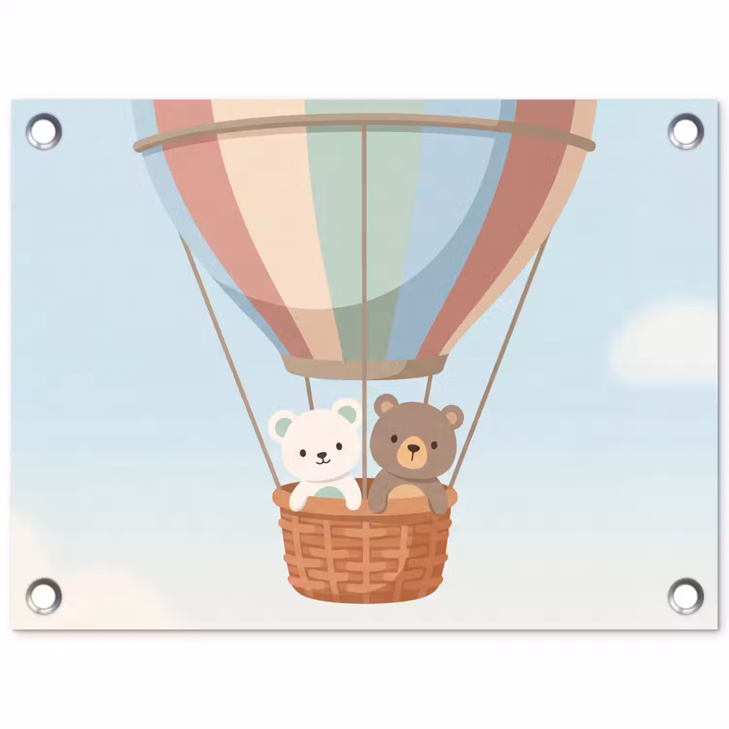 Luchtballon - Beren - Pastel tuinposter los doek klein -3d