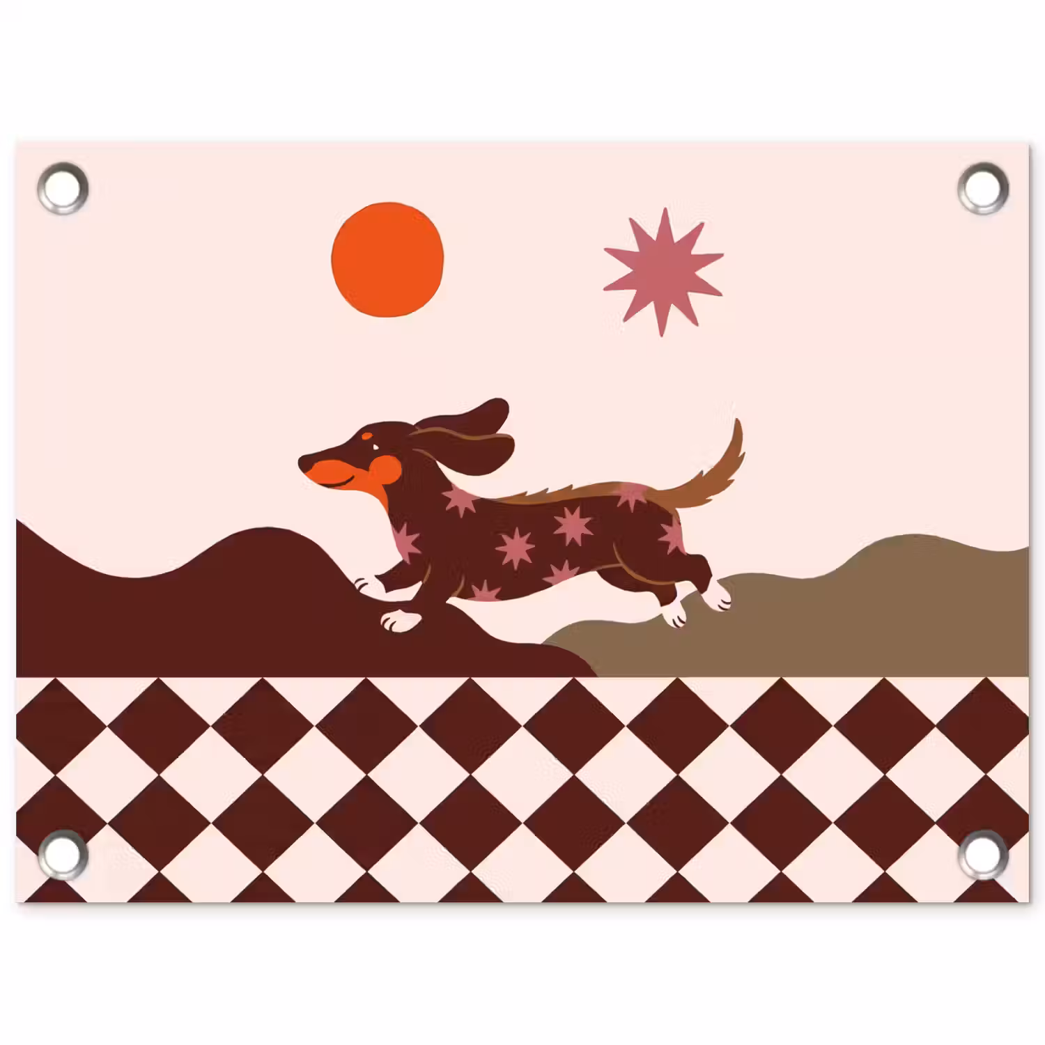 Hond - Abstract - Dieren - Modern - Bruin tuinposter los doek klein -3d