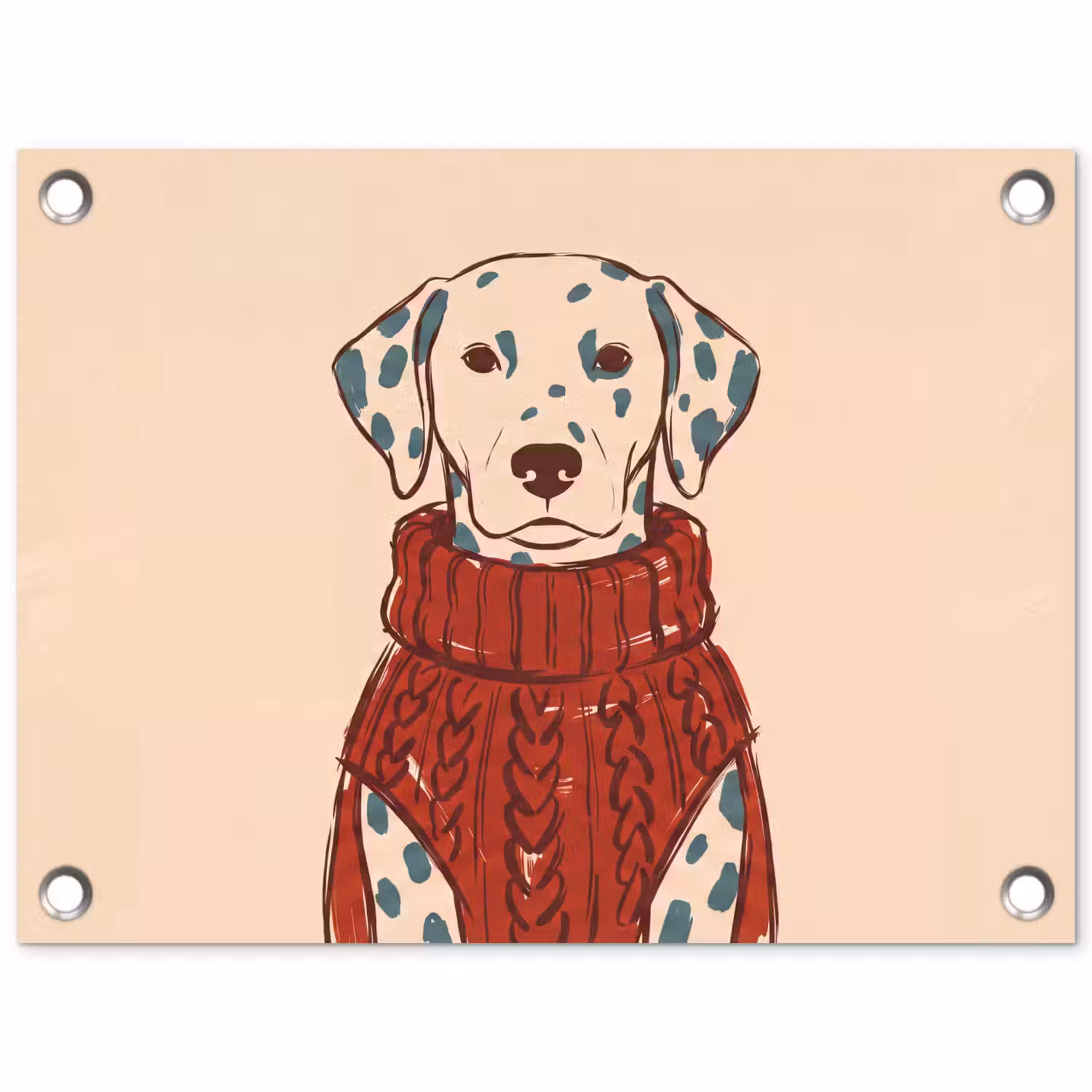 Hond - Trui - Winter - Dieren - Rood tuinposter los doek klein -3d