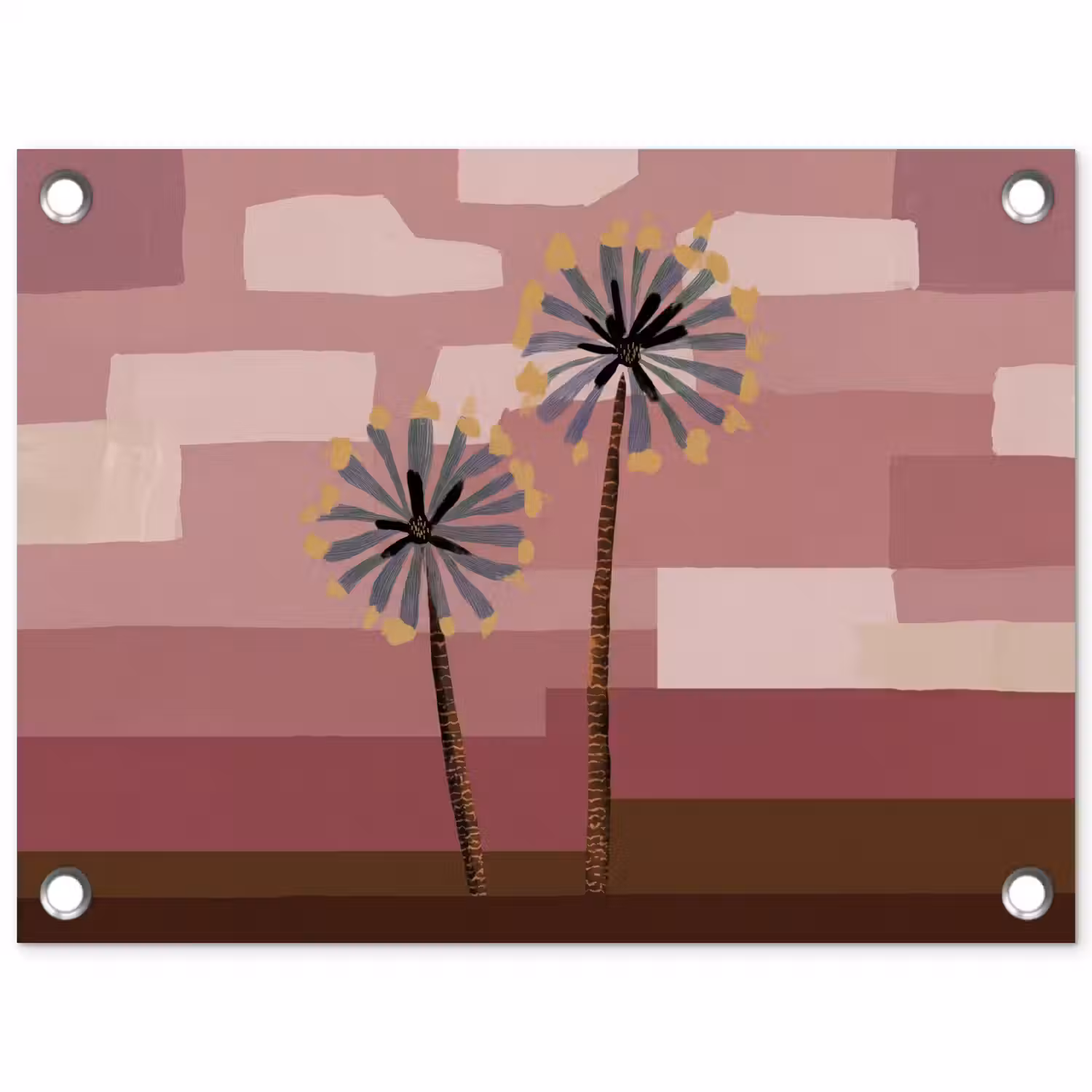 Illustratie - Bloemen - Vlakken - Abstract tuinposter los doek klein -3d