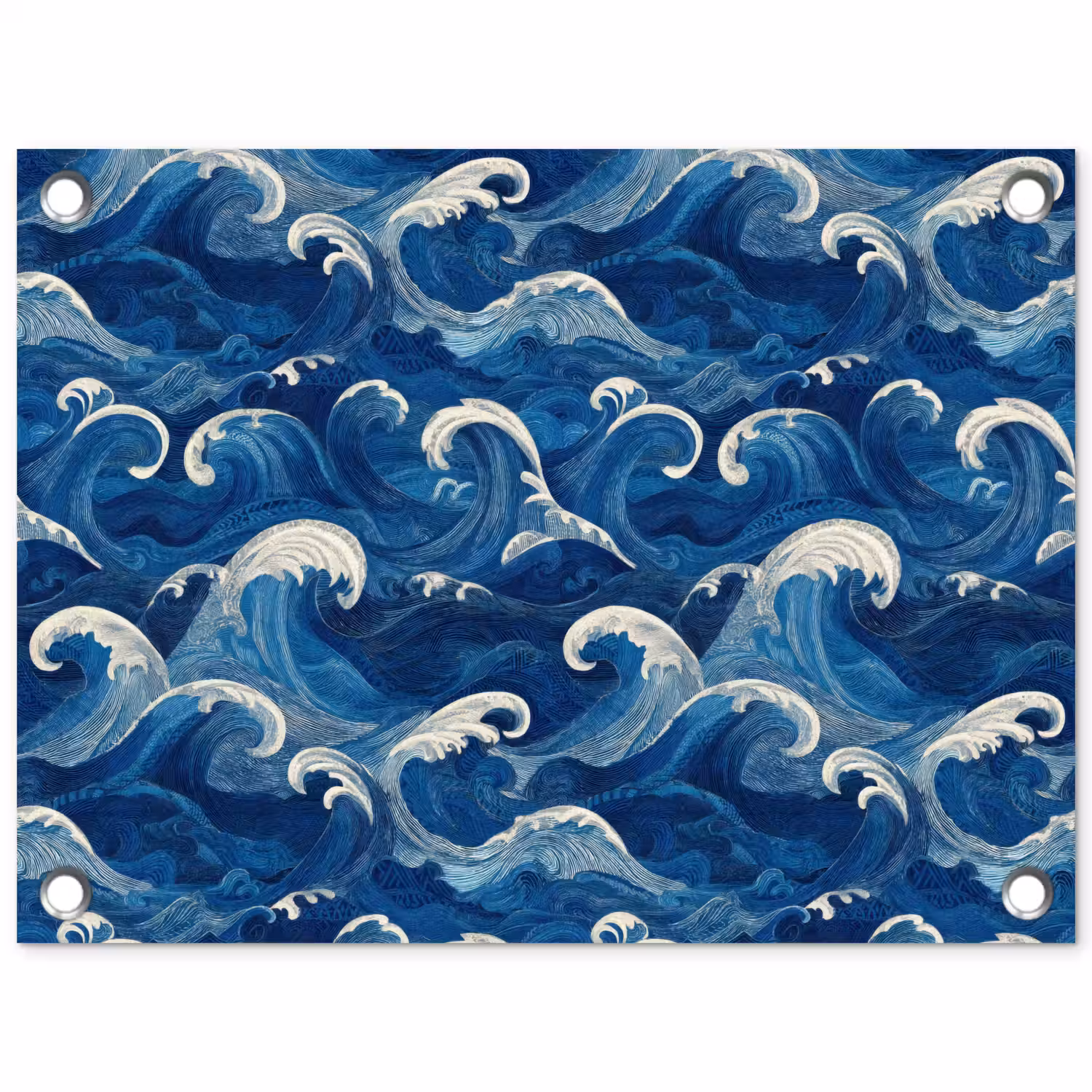 Japans - Oceaan - Golven - Blauw tuinposter los doek klein 239 -3d