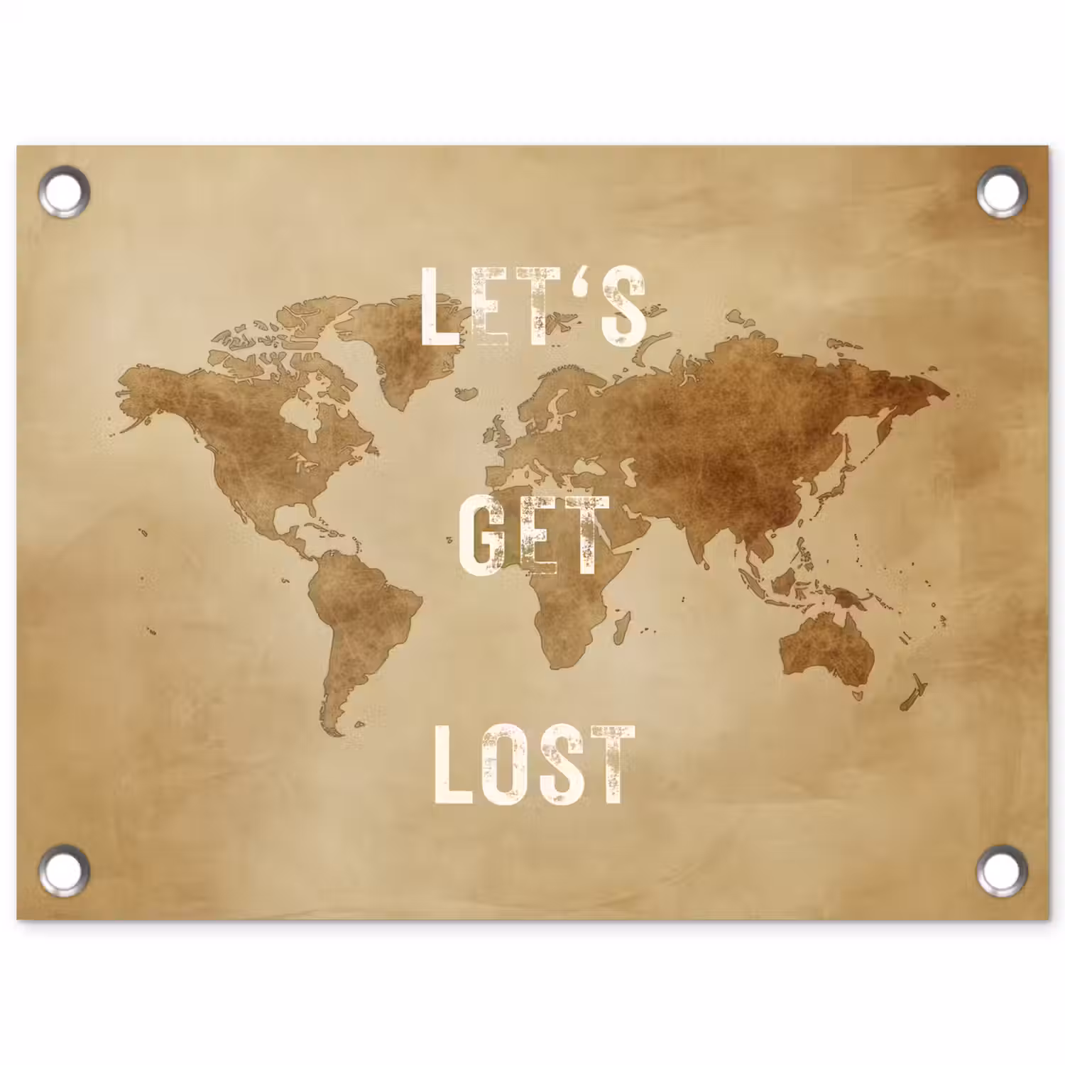 Kaart - Vintage - Quote tuinposter los doek klein -3d