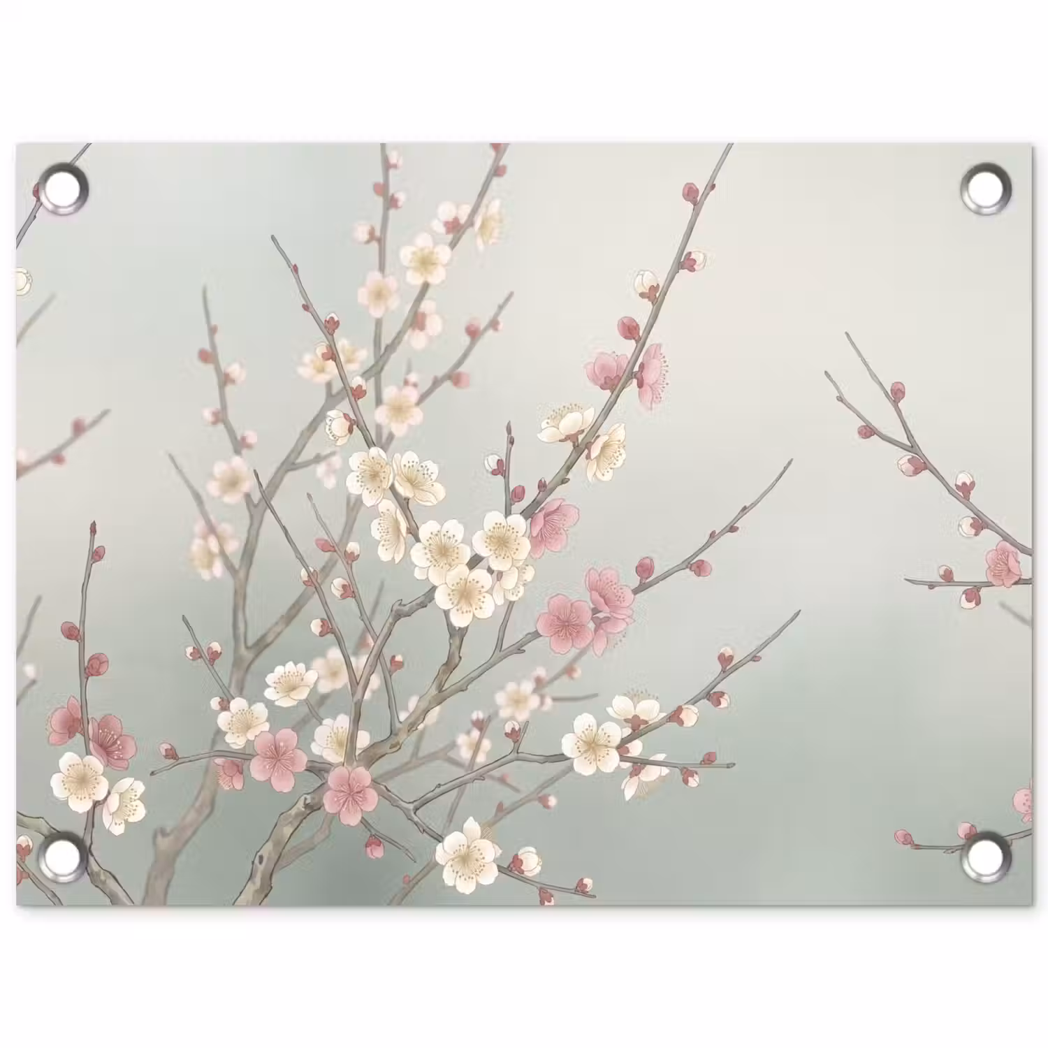 Kersen - Bloesem - Groen tuinposter los doek klein -3d
