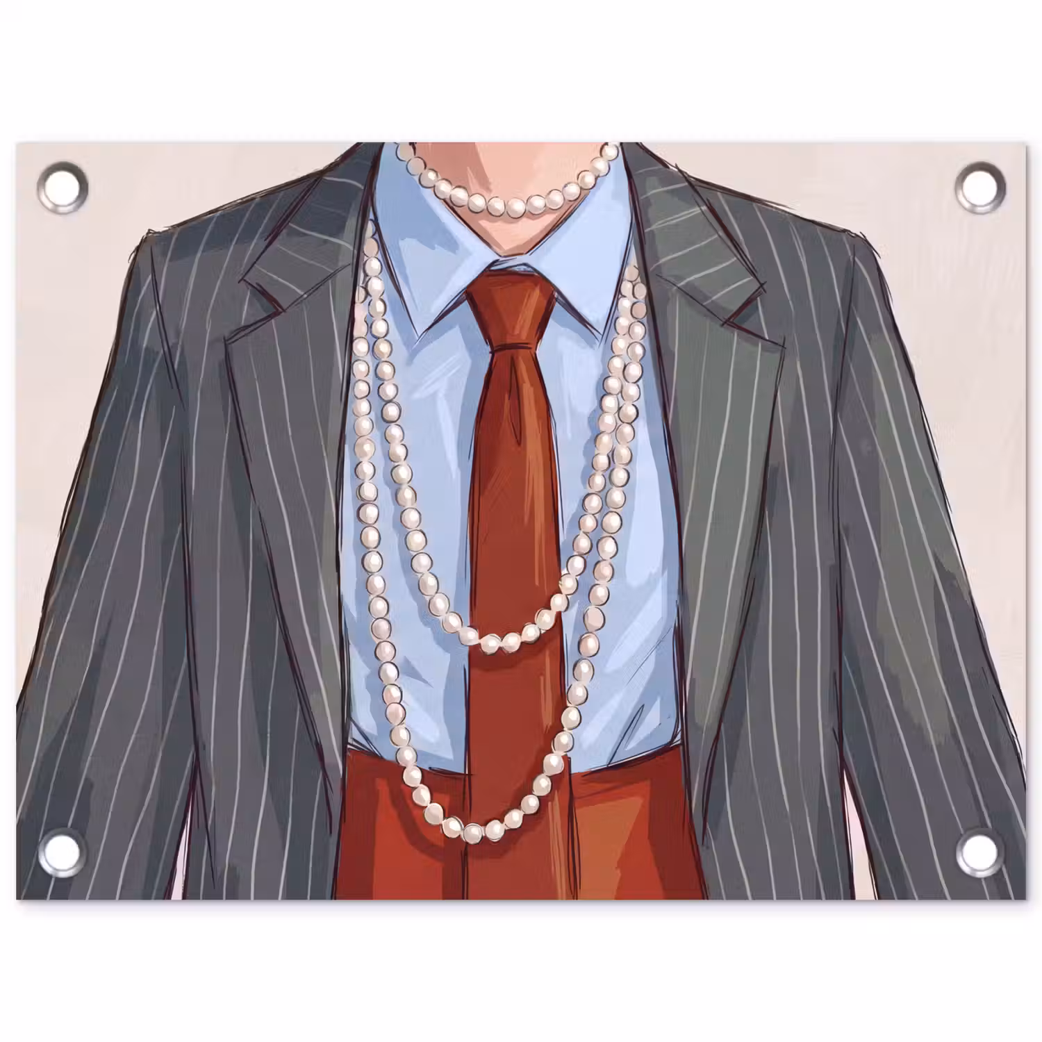 Kleding - Strik - Parels - Klassiek - Mode tuinposter los doek klein -3d