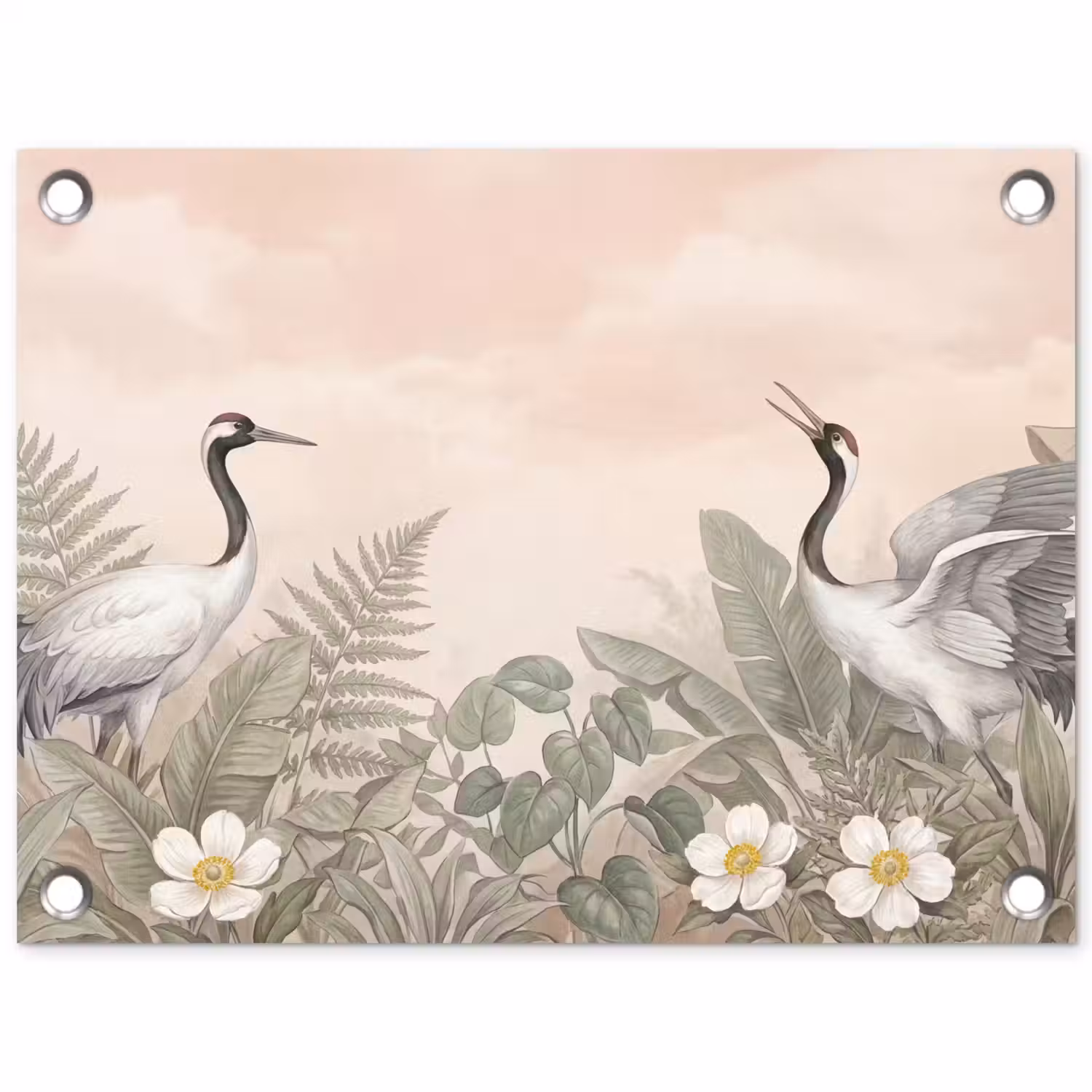 Kraanvogels - Natuur - Roze tuinposter los doek klein -3d