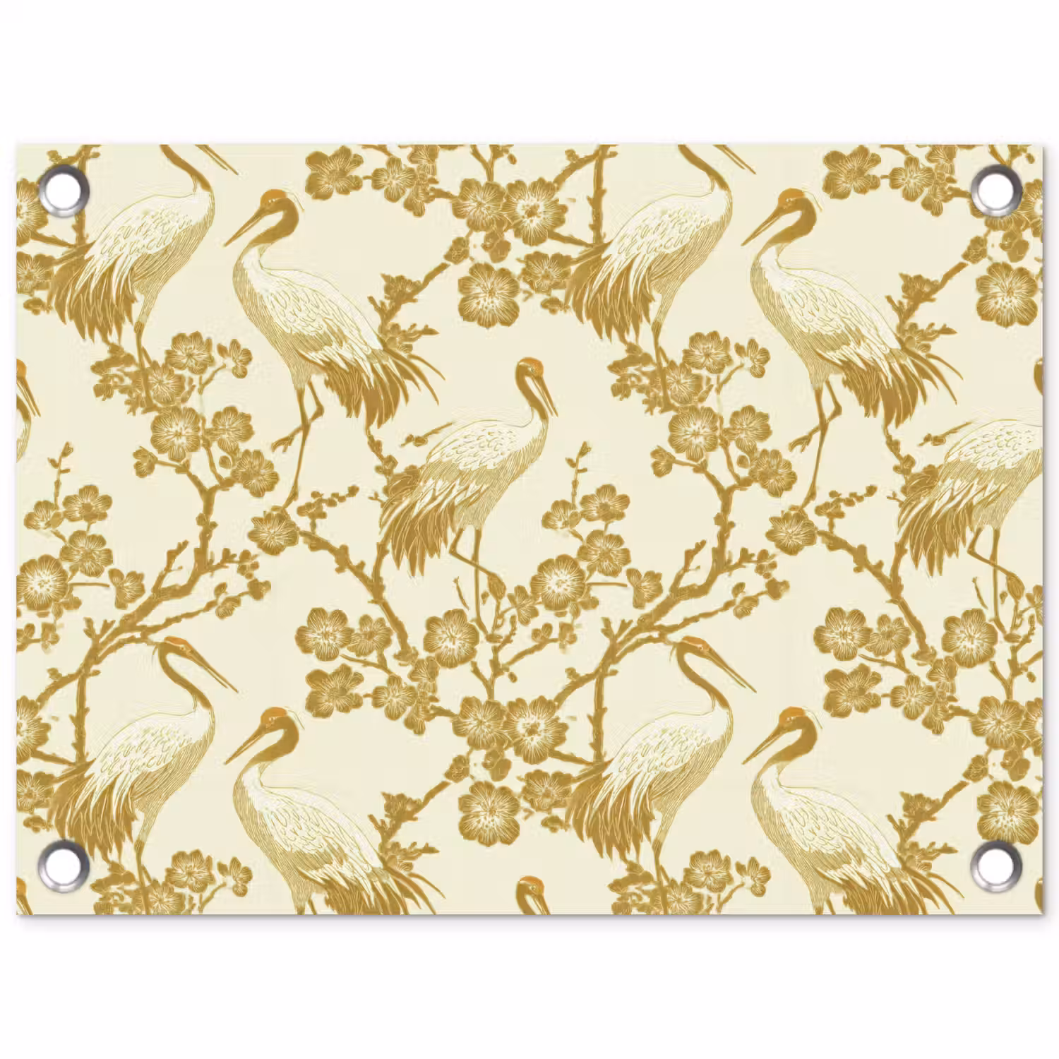 Kraanvogels - Kersenbloesem - Goud tuinposter los doek klein 239 -3d