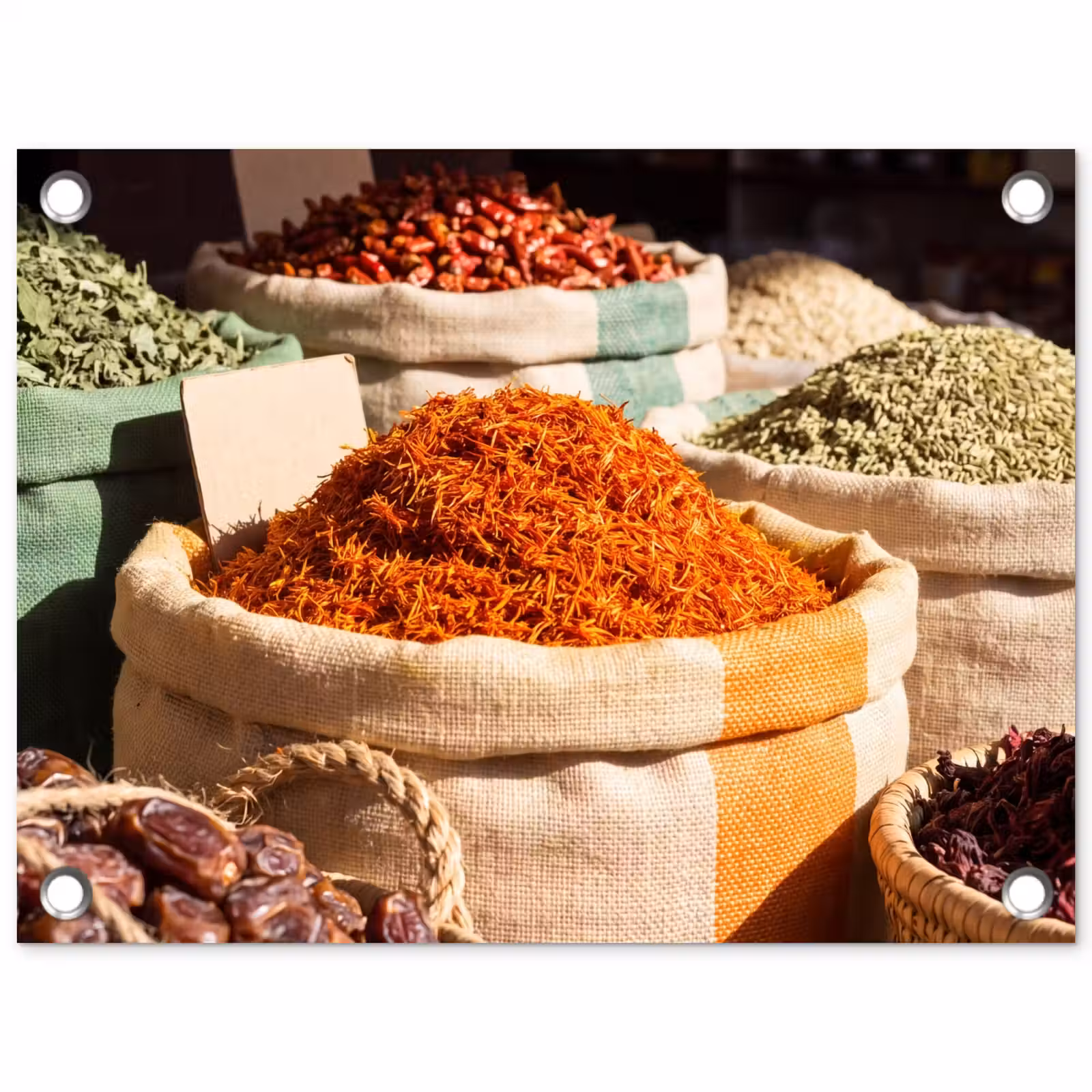 Gartenposter - Kräuter – Markt – Farbenfroh - Kruiden - Markt - Kleurrijk tuinposter los doek klein