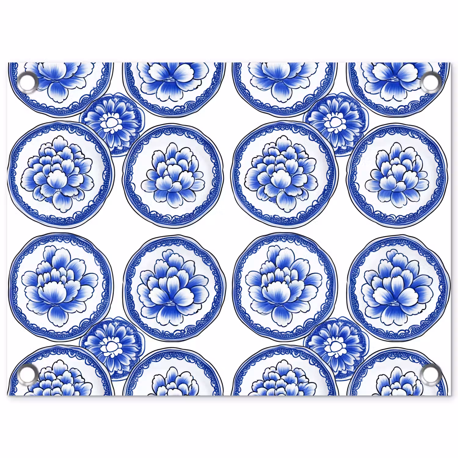 Cirkels - Bloemen - Blauw tuinposter los doek klein 239 -3d