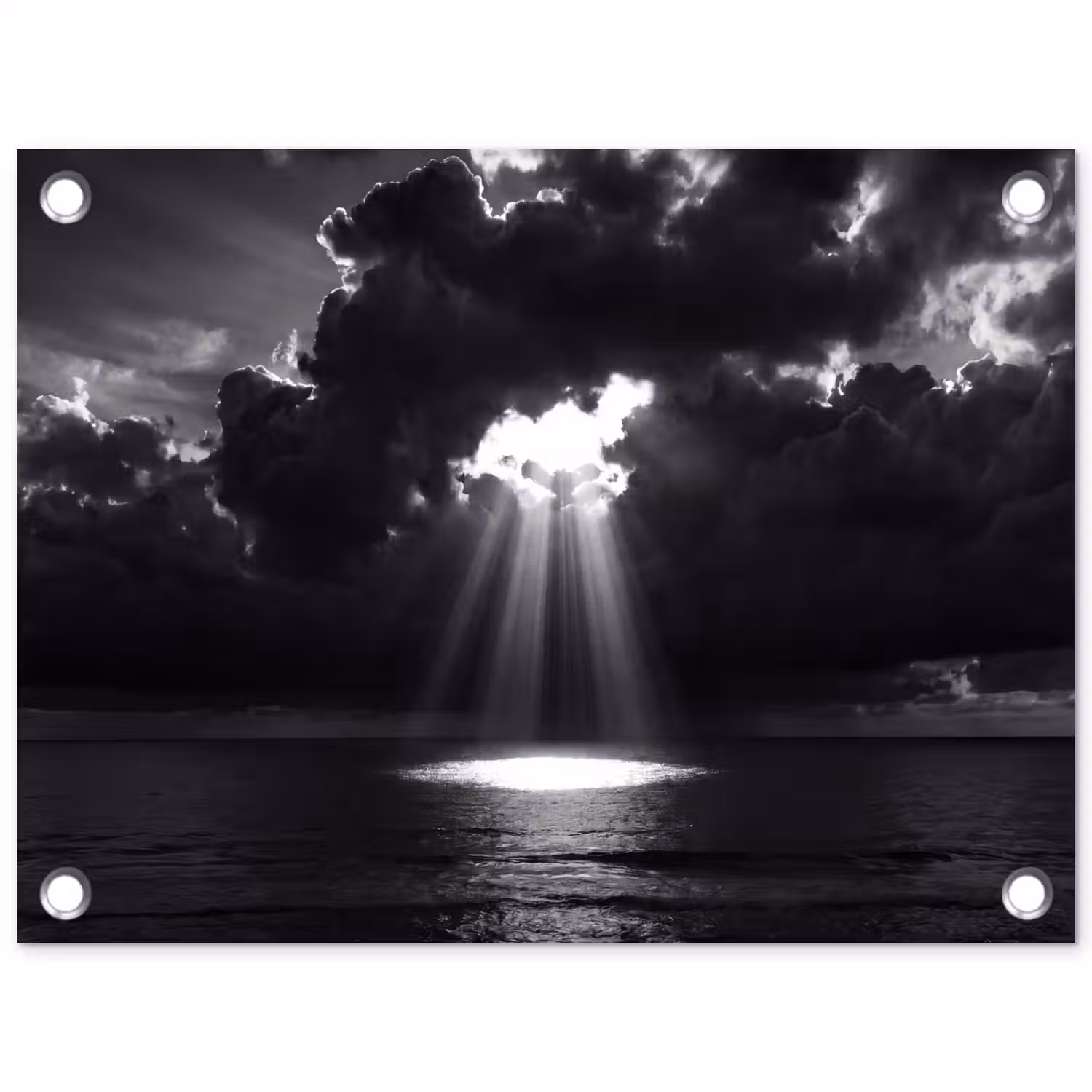 Licht - Wolken - Zee - Zwart-wit - Natuur tuinposter los doek klein -3d