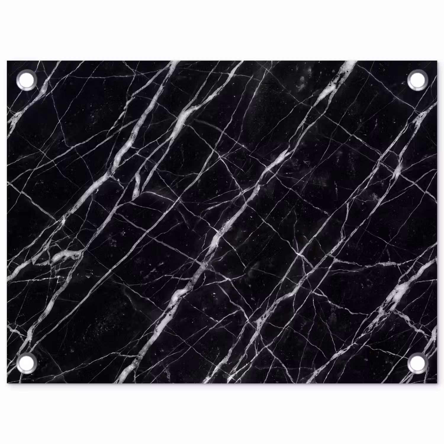 Marmer - Aders - Abstract - Zwart tuinposter los doek klein -3d