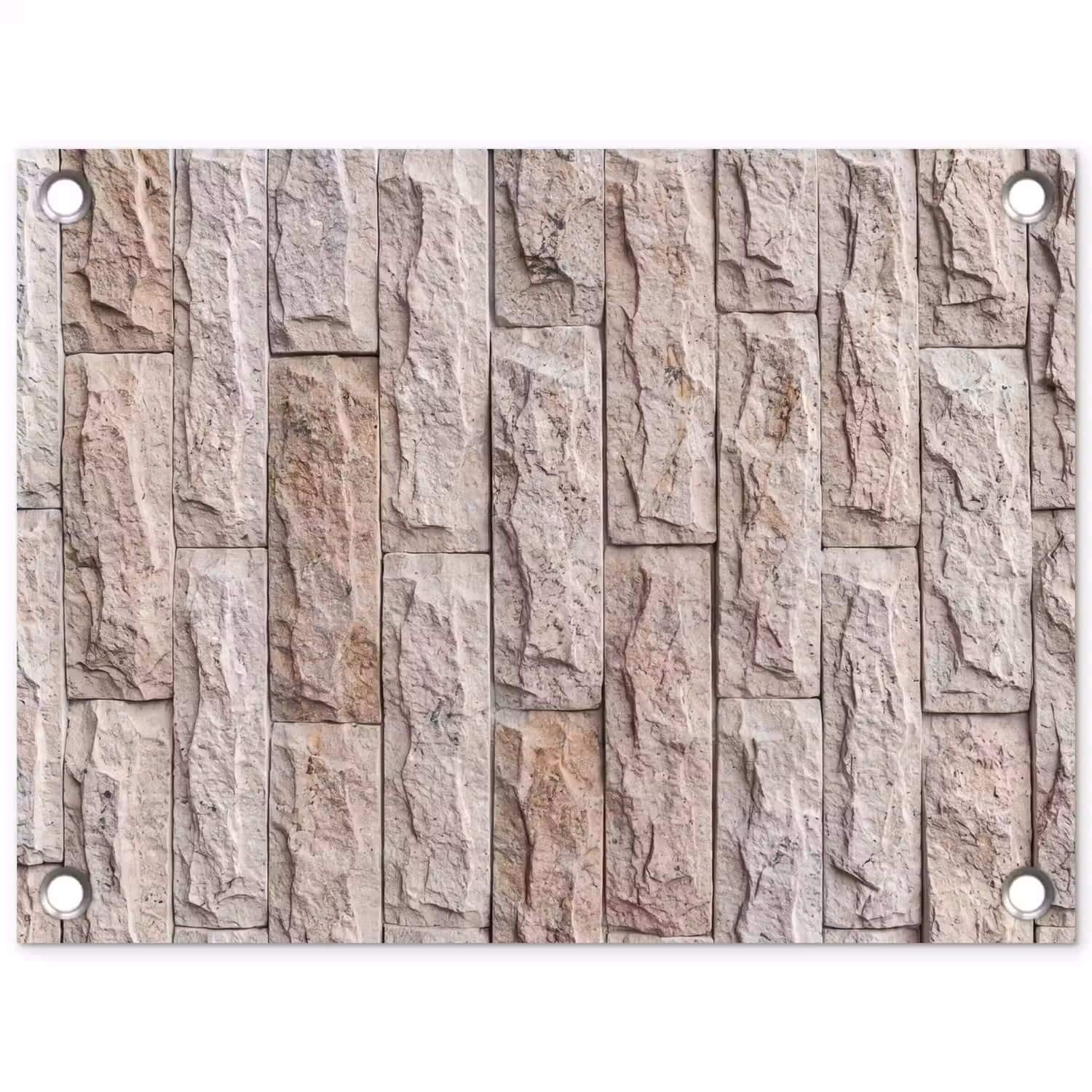 Muur - Steen - Ruw - Beige - Textuur tuinposter los doek klein -3d