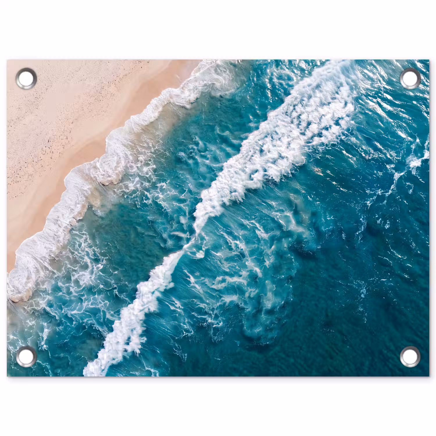 Zee - Strand - Golven - Natuur - Blauw tuinposter los doek klein -3d