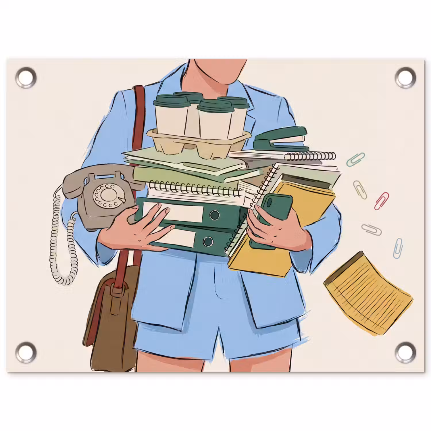 Mens - Kantoorartikelen - Werk - Modern tuinposter los doek klein -3d