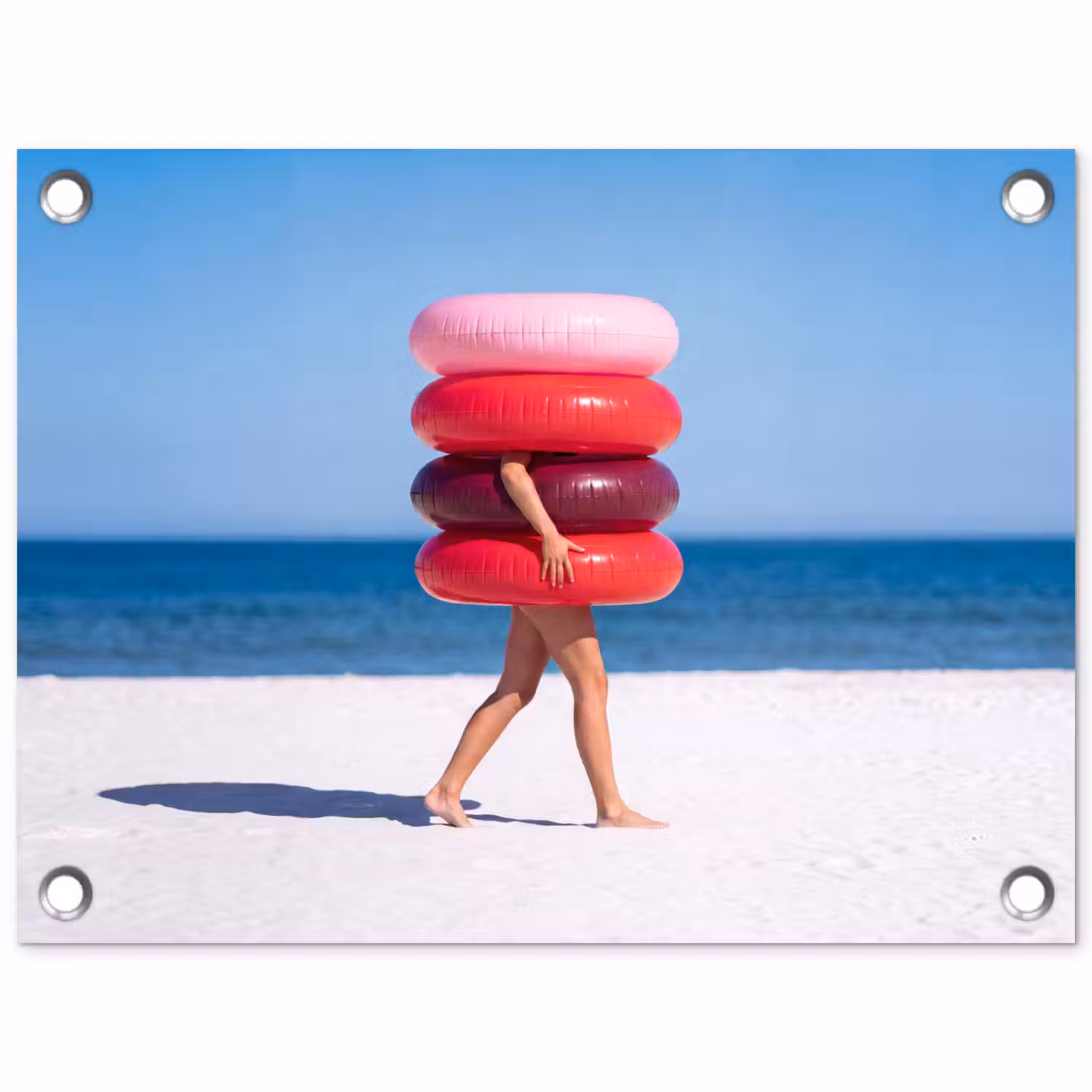 Mensen - Strand - Zomer - Recreatie - Kleurrijk tuinposter los doek klein -3d