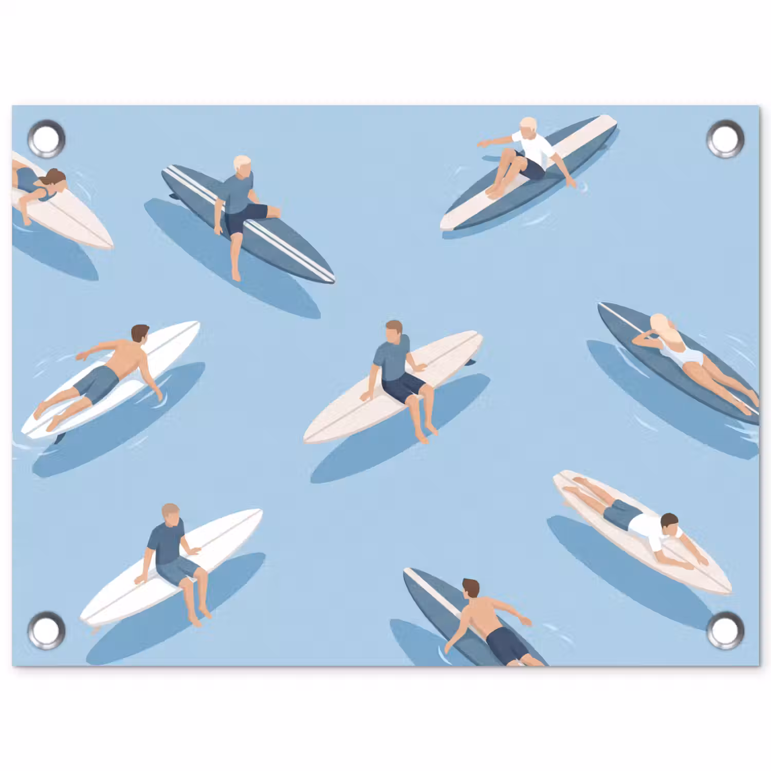 Mensen - Surfen - Water - Zomer - Illustratie tuinposter los doek klein -3d