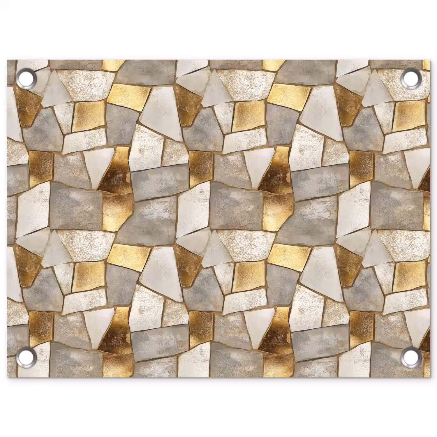 Mozaïek - Marmer - Goud tuinposter los doek klein 239 -3d