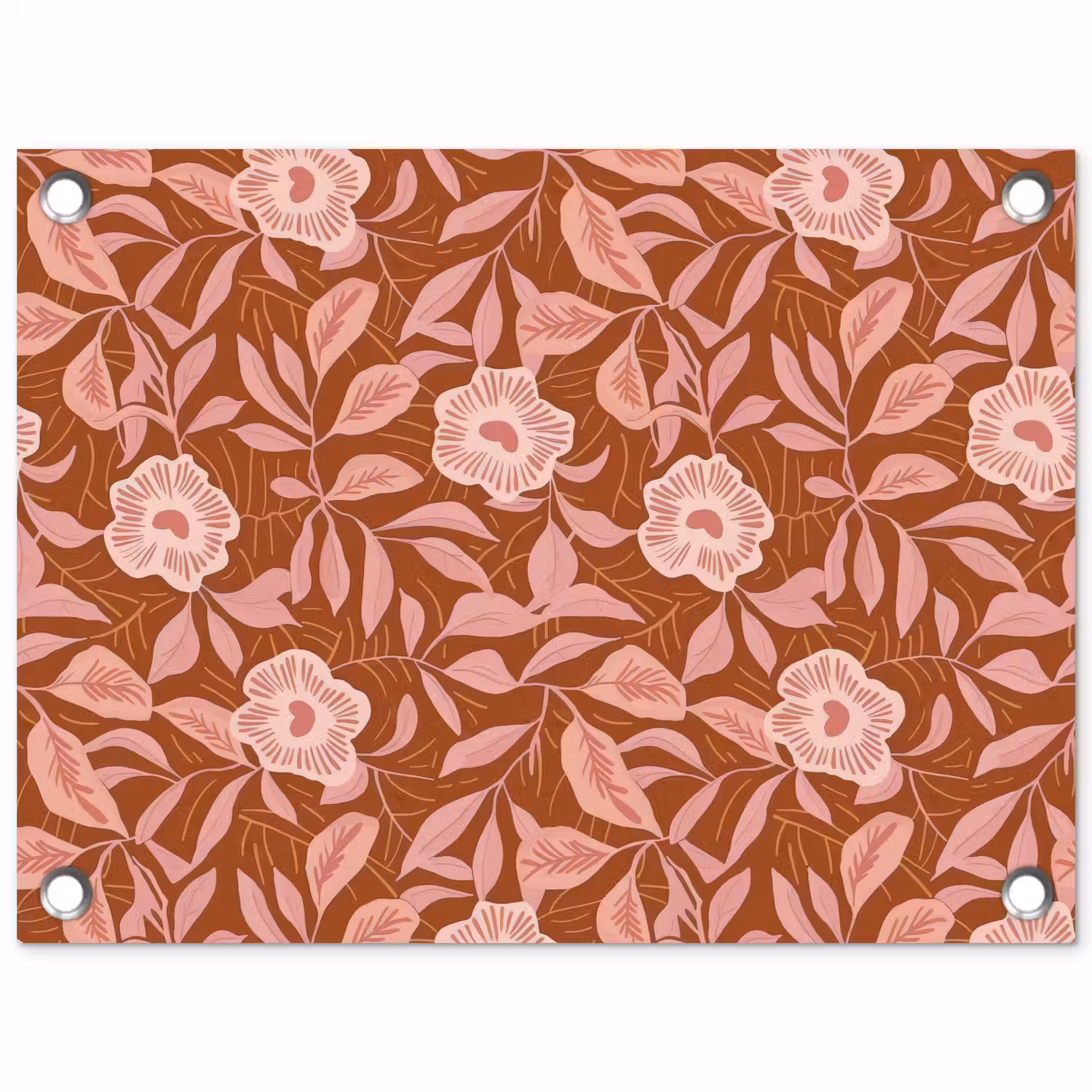 Patroon - Bladeren - Terracotta tuinposter los doek klein 239 -3d