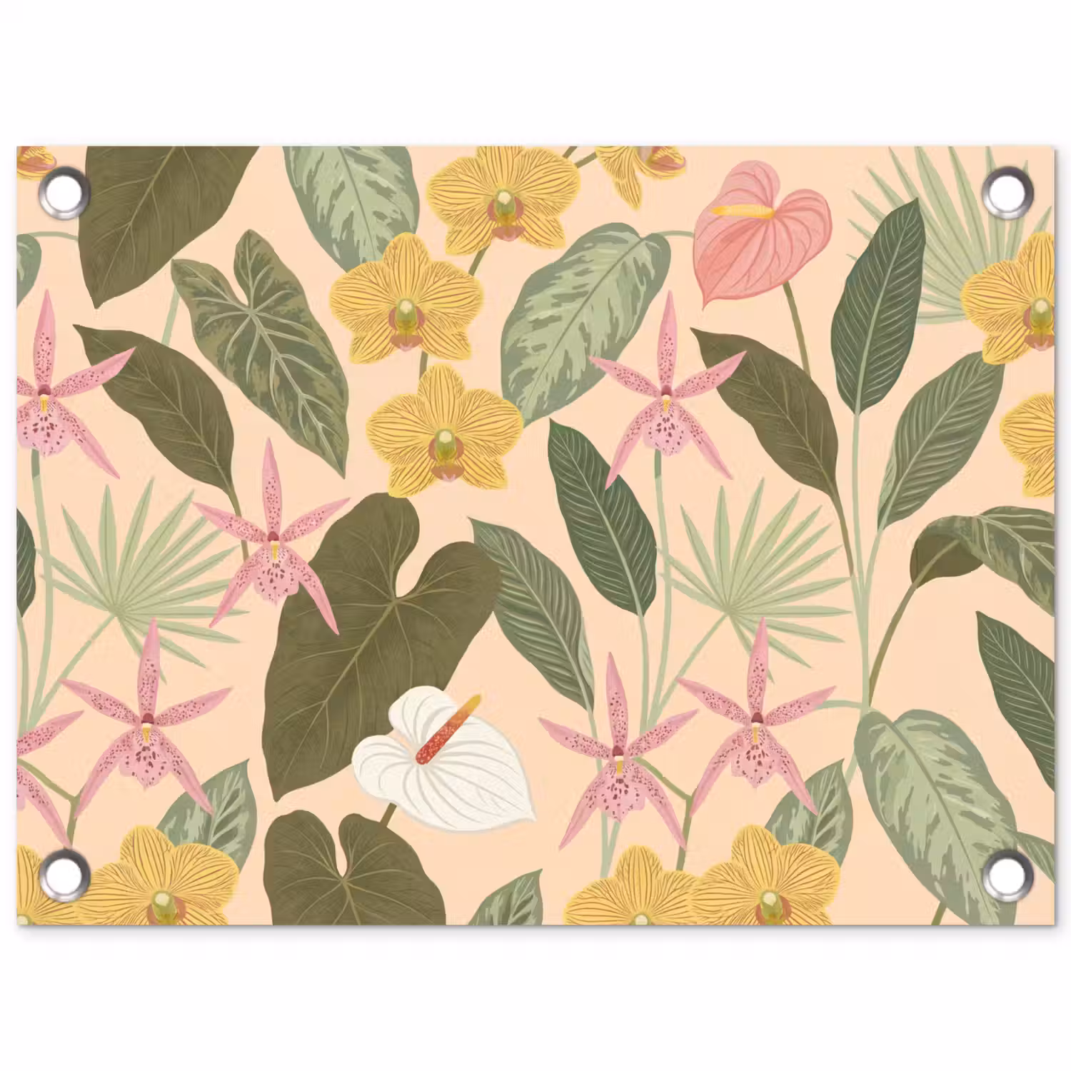 Patroon - Bloemen - Kleurrijk tuinposter los doek klein -3d