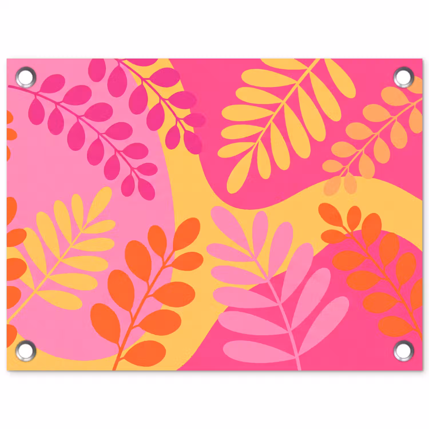 Natuur - Bladeren - Abstract - Roze - Geel tuinposter los doek klein -3d