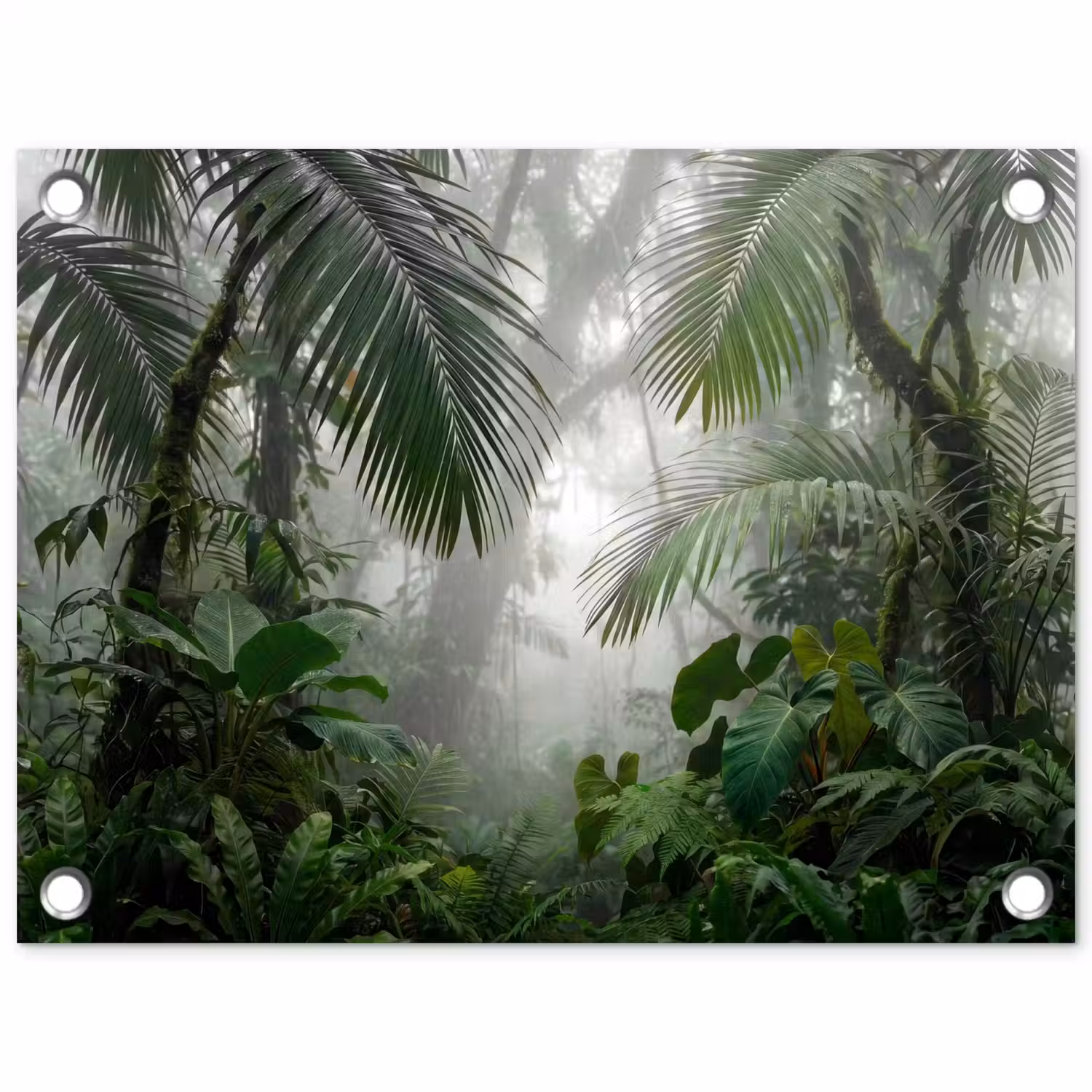Natuur - Jungle - Mist - Tropisch - Groen tuinposter los doek klein -3d
