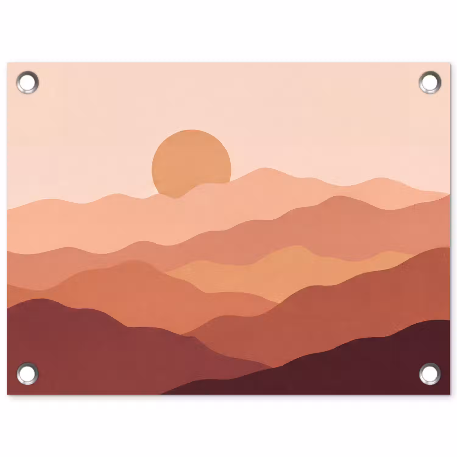 Natuur - Heuvels - Abstract - Modern - Oranje tuinposter los doek klein -3d