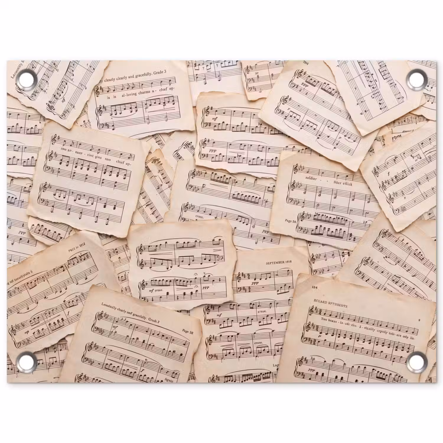 Bladmuziek - Oud - Noten - Vintage - Beige tuinposter los doek klein -3d