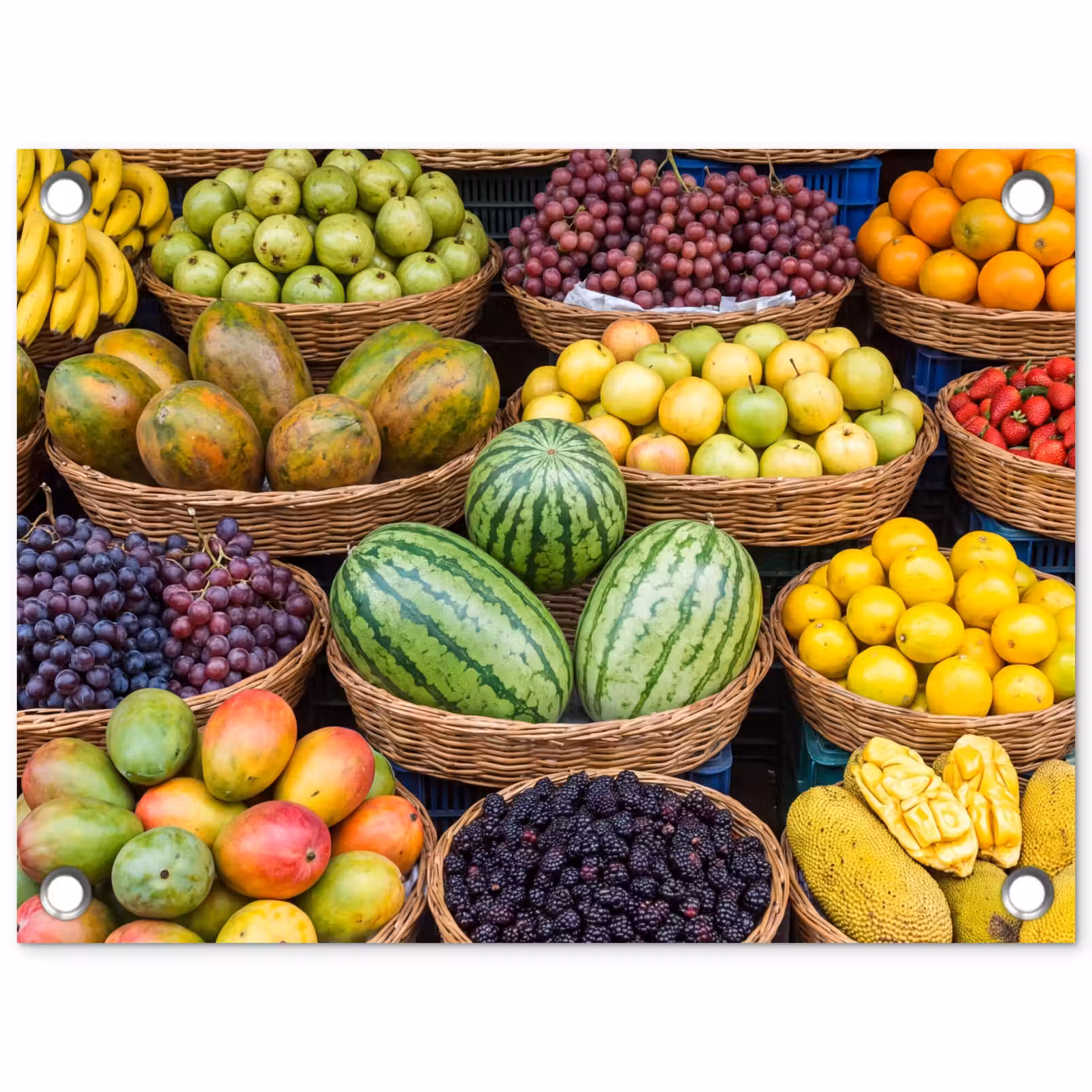 Gartenposter - Obst – Markt – Bunt - Fruit - Markt - Kleurrijk tuinposter los doek klein