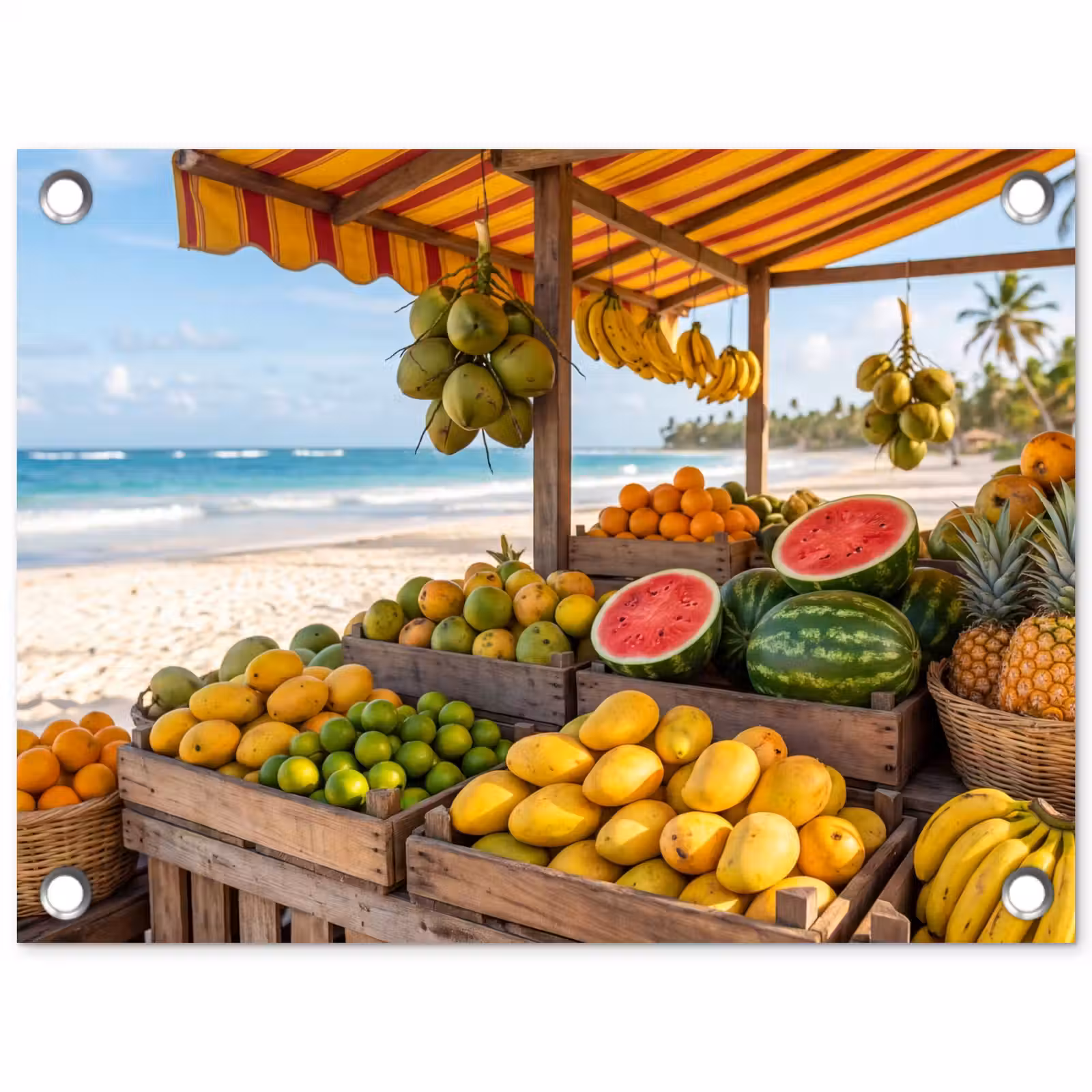 Gartenposter - Obst – Strand – Tropisch - Fruit - Strand - Tropisch tuinposter los doek klein