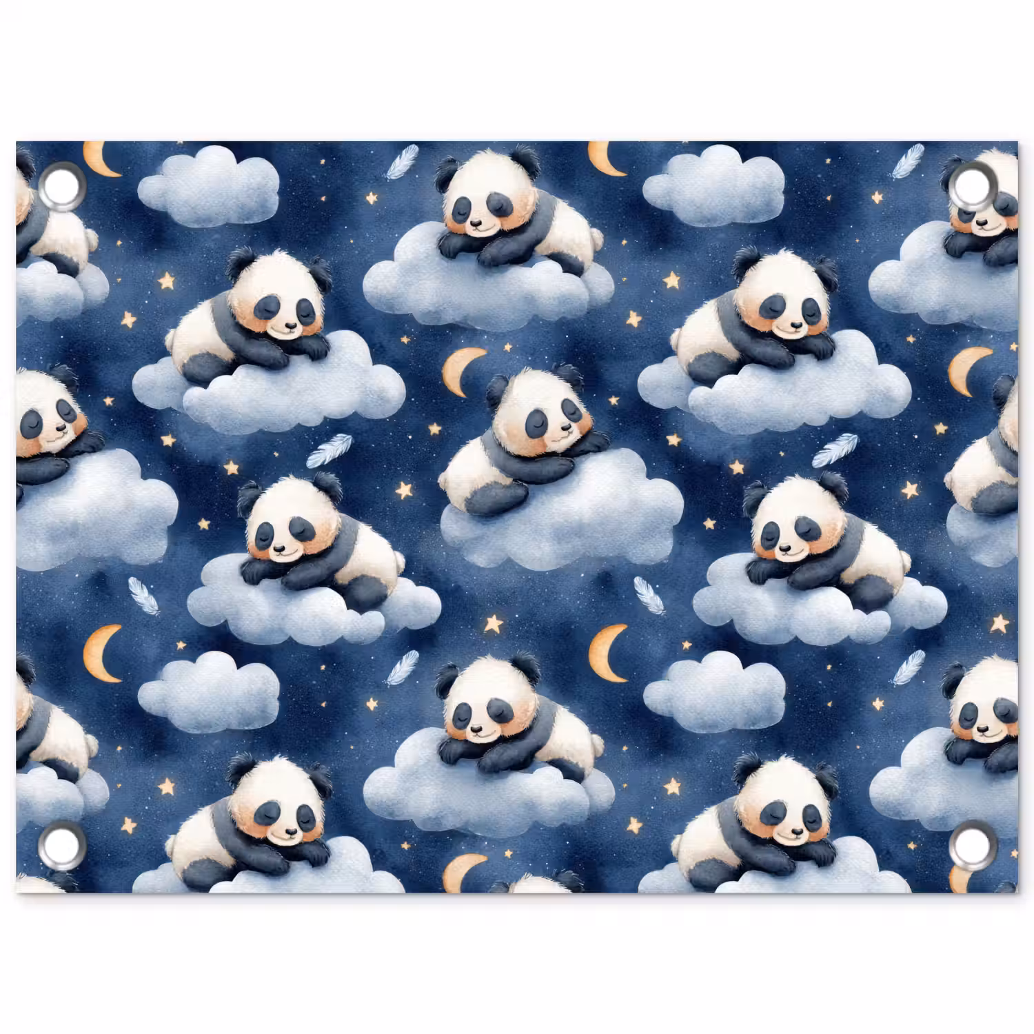 Panda's - Slapen - Blauw tuinposter los doek klein 239 -3d